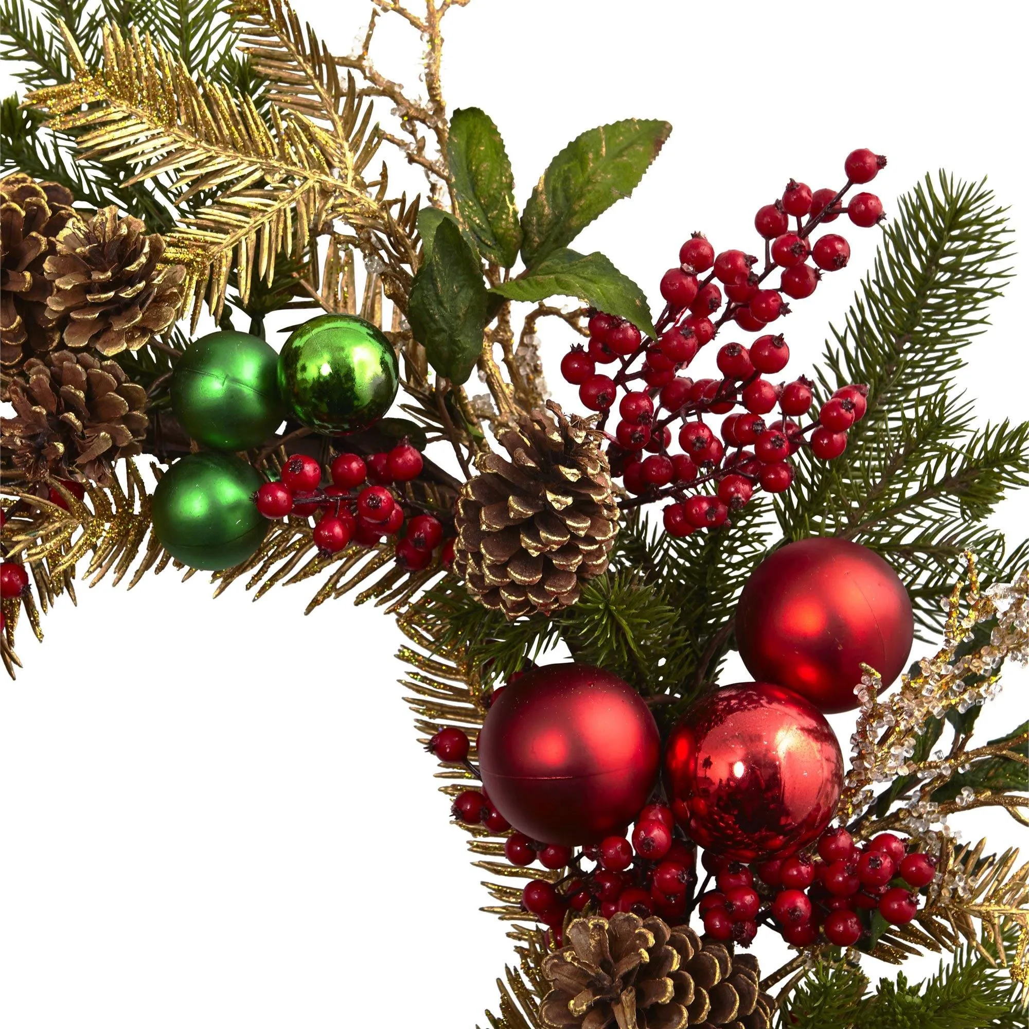 24” Ornament, Pine & Pine cone  Wreath