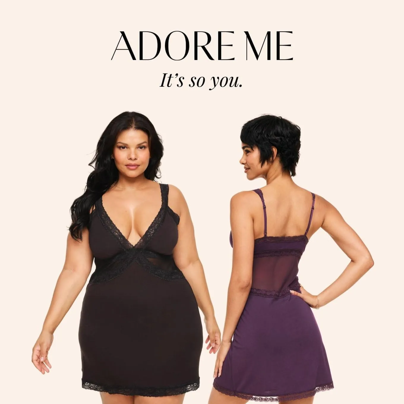 Adore Me Primrose Slip - XS-4X Regular & Plus-Size Slip Dress Lingerie With Lined Cups, Lace & Adjustable Straps