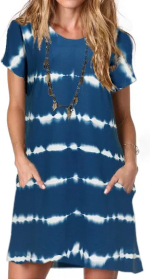 Alaster Womens Casual Summer T Shirt Dress Loose Short Sleeve Tunic Dress with Pocket for Women