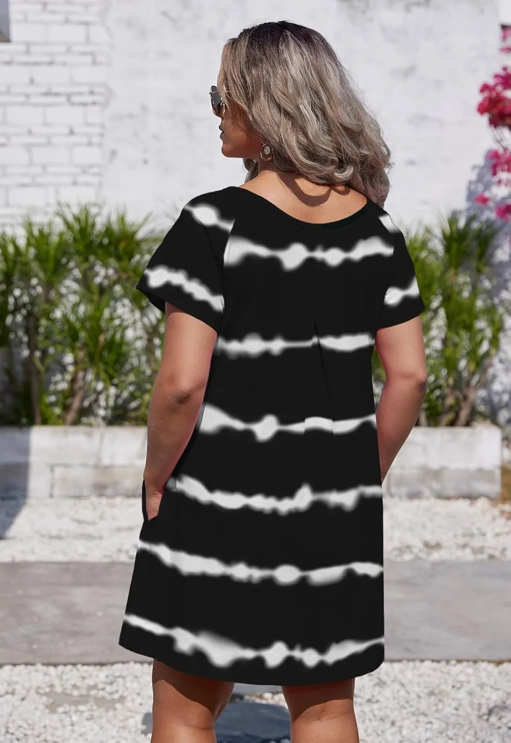 Alaster Womens Casual Summer T Shirt Dress Loose Short Sleeve Tunic Dress with Pocket for Women