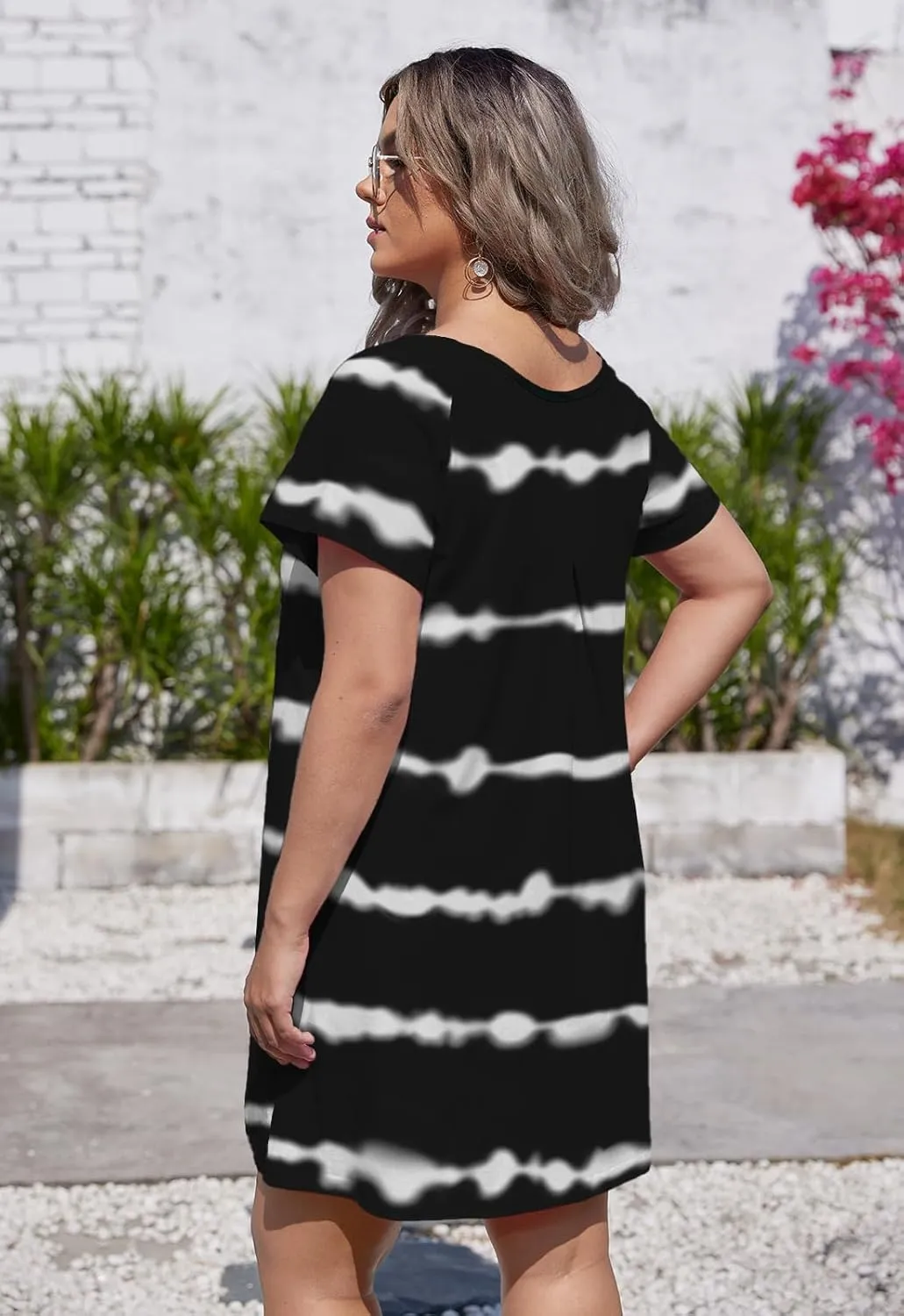 Alaster Womens Casual Summer T Shirt Dress Loose Short Sleeve Tunic Dress with Pocket for Women