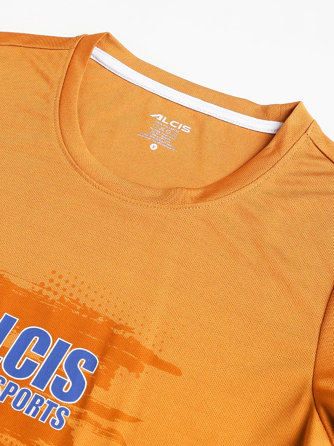 Alcis Women Printed Pumpkin Spice Anti-Static Slim-Fit Round Neck Training T-Shirt