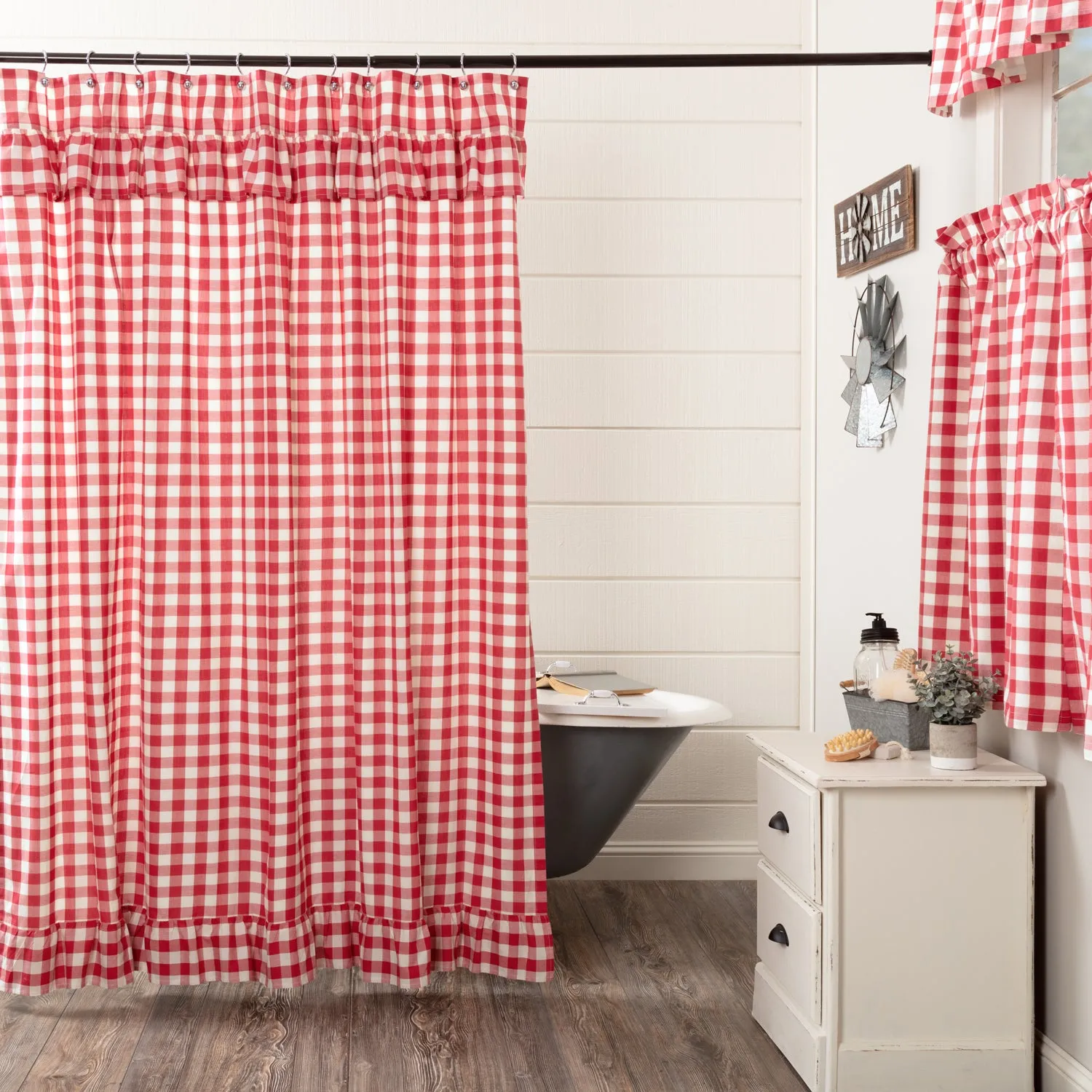 Annie Buffalo Check Ruffled Shower Curtain 72x72
