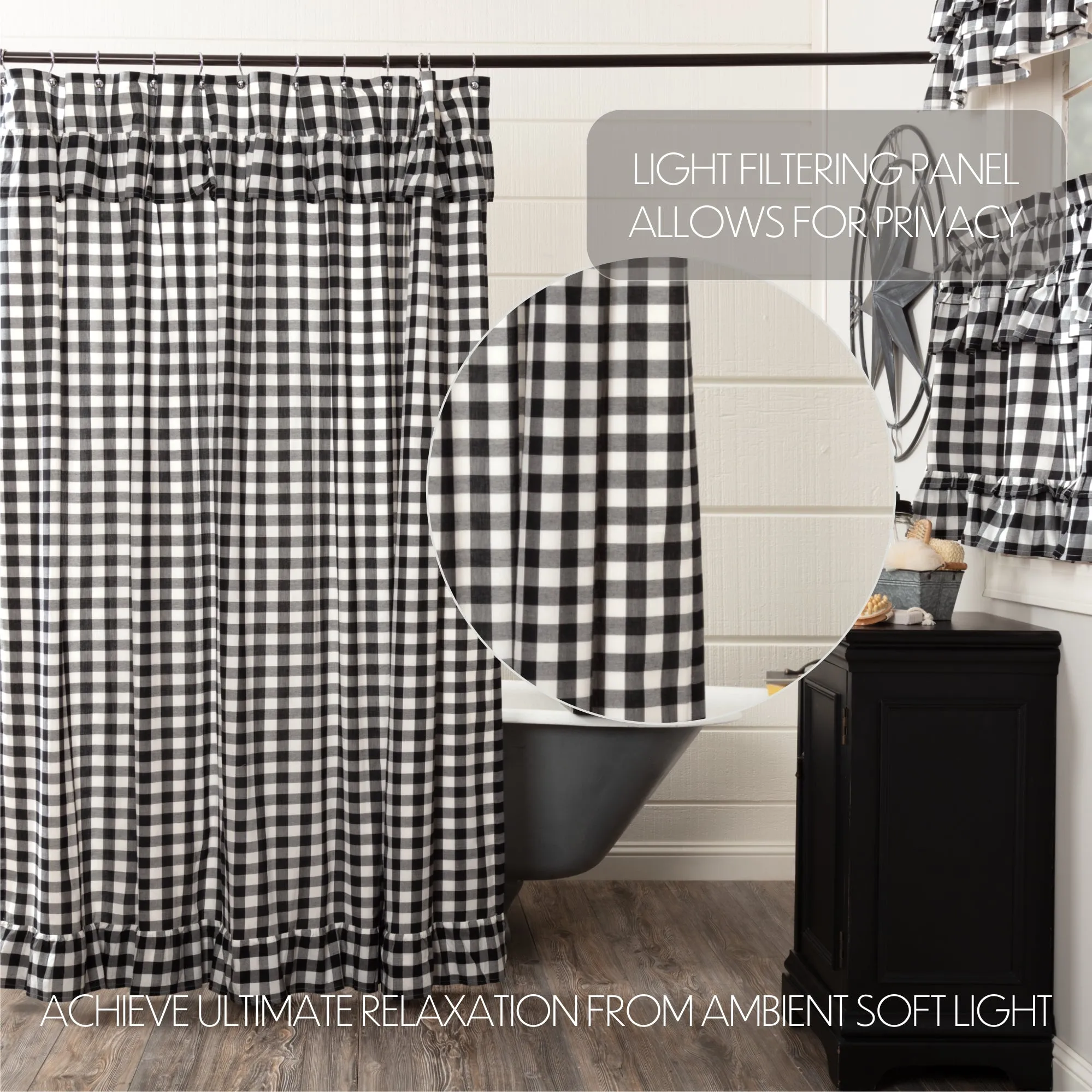 Annie Buffalo Check Ruffled Shower Curtain 72x72
