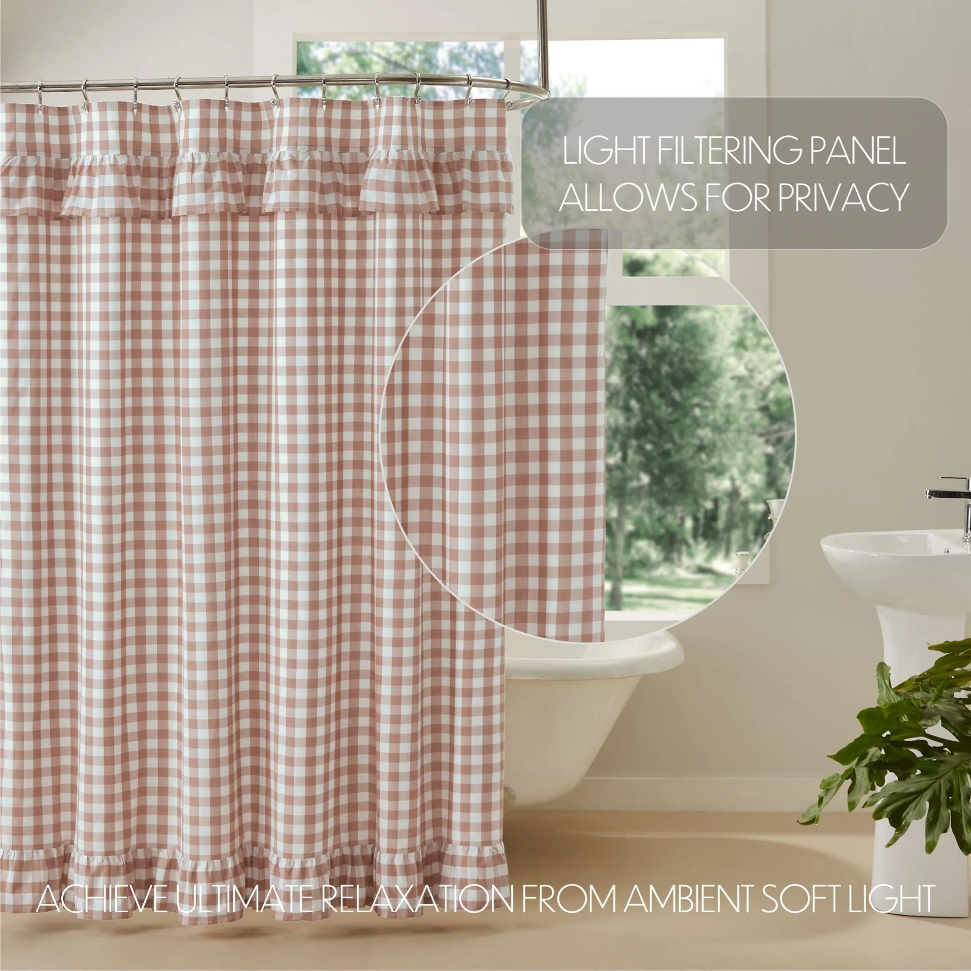 Annie Buffalo Check Ruffled Shower Curtain 72x72