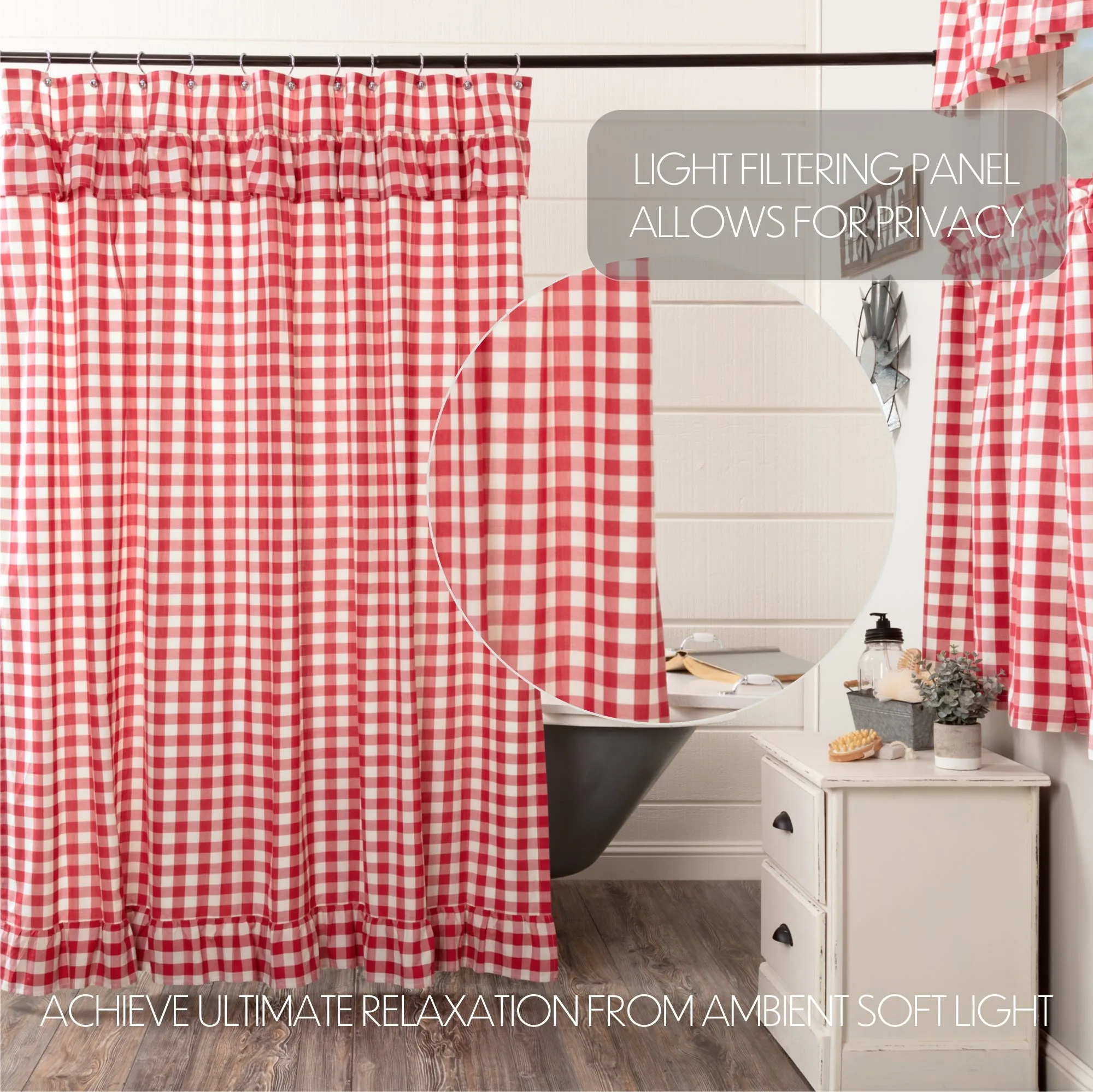 Annie Buffalo Check Ruffled Shower Curtain 72x72