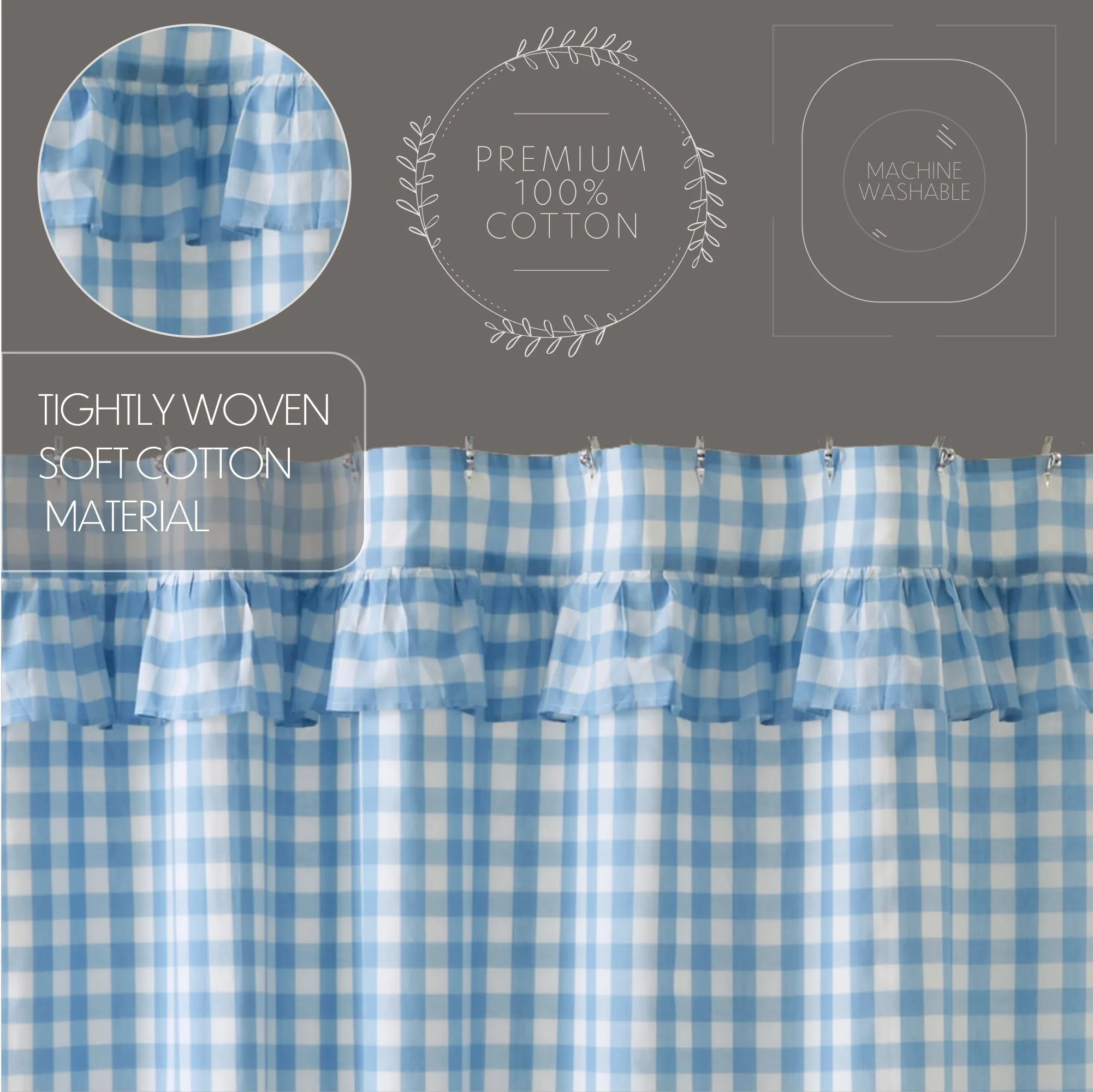 Annie Buffalo Check Ruffled Shower Curtain 72x72