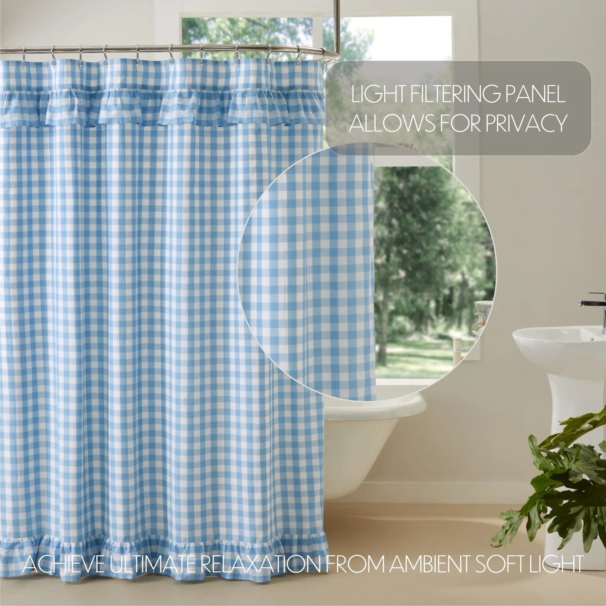 Annie Buffalo Check Ruffled Shower Curtain 72x72