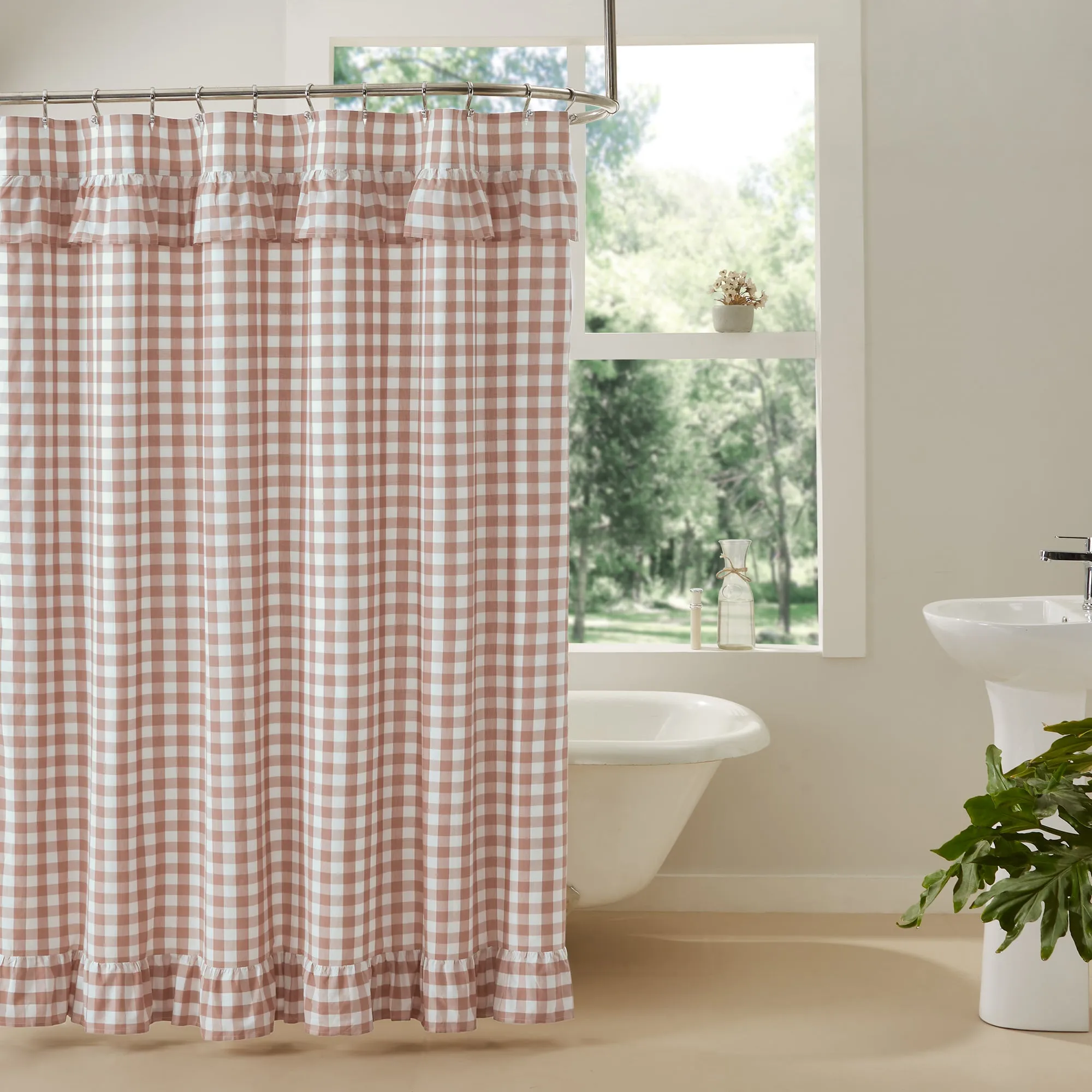 Annie Buffalo Check Ruffled Shower Curtain 72x72