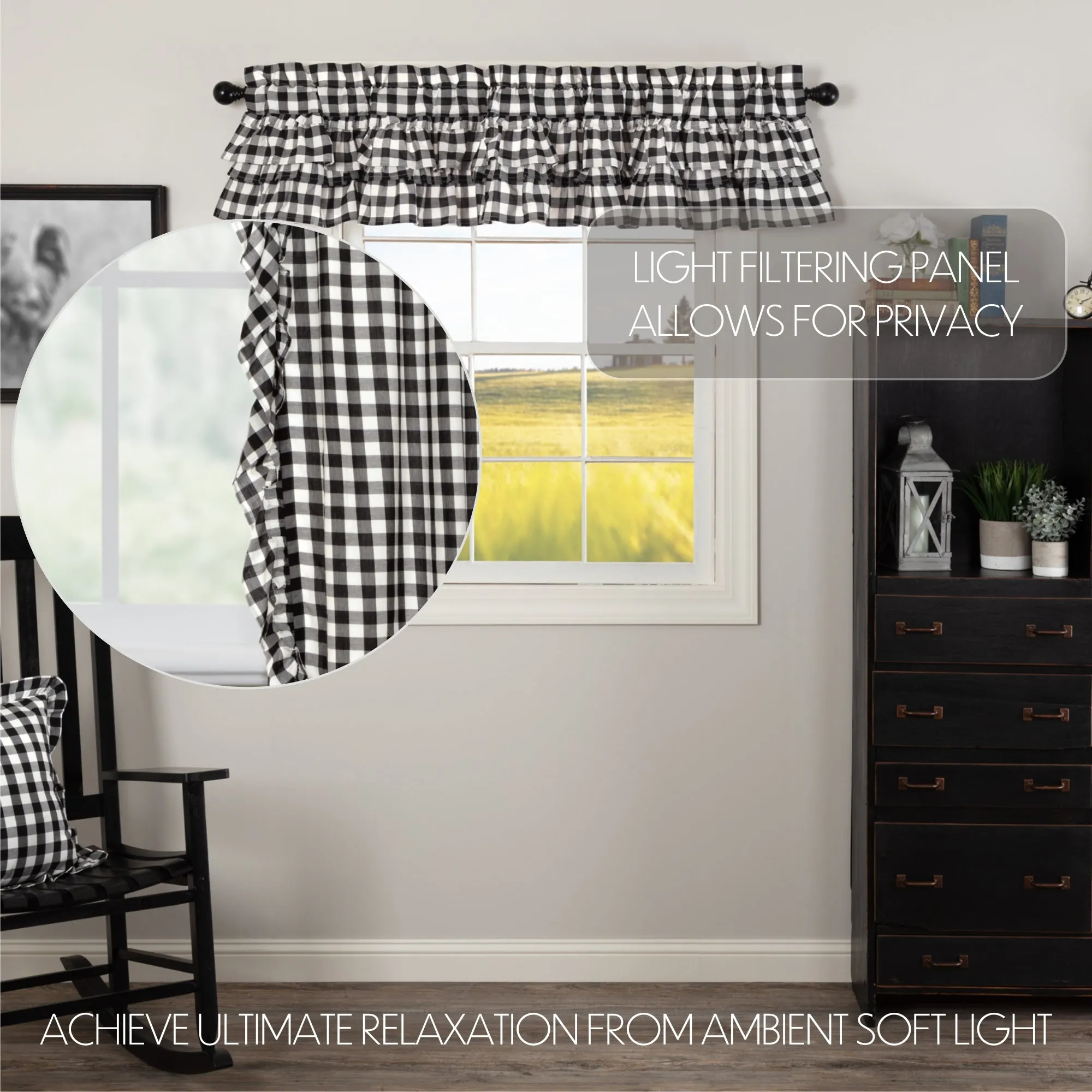 Annie Buffalo Check Ruffled Valance