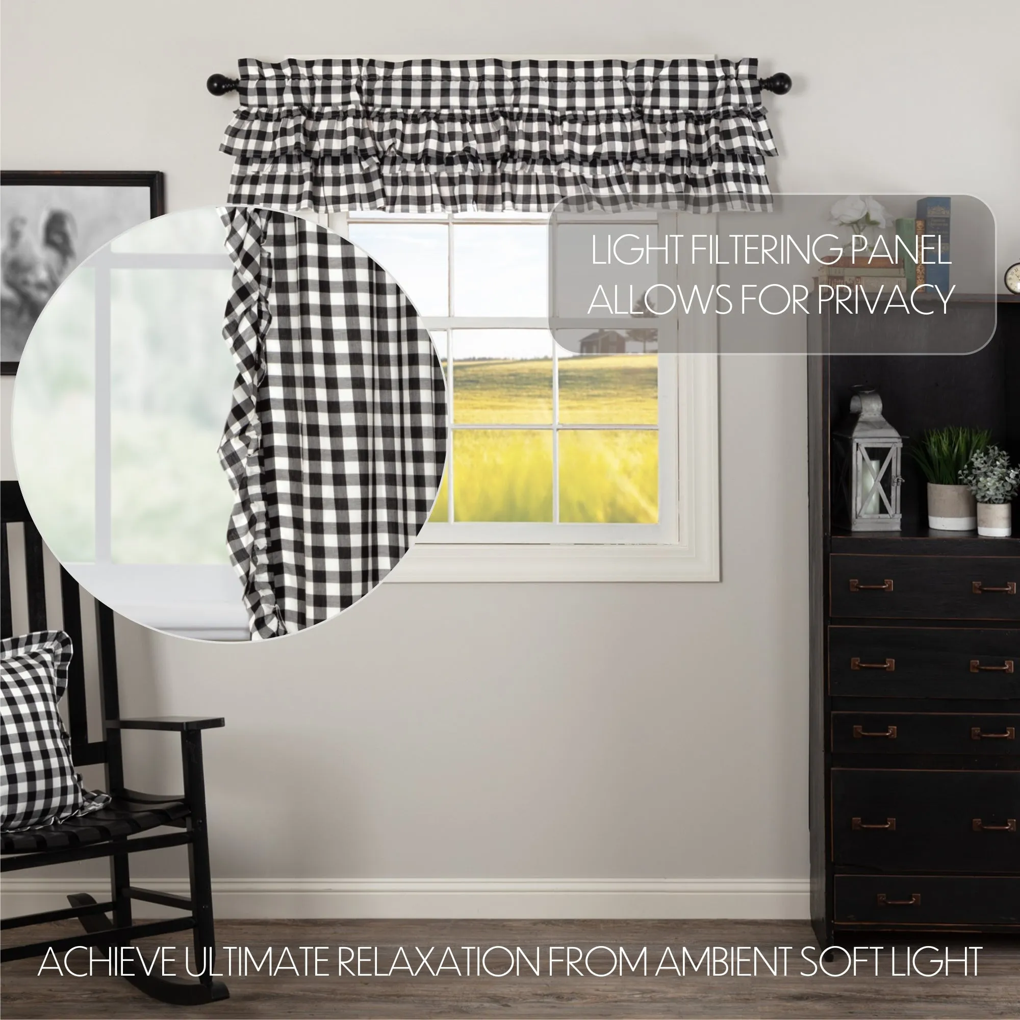 Annie Buffalo Check Ruffled Valance