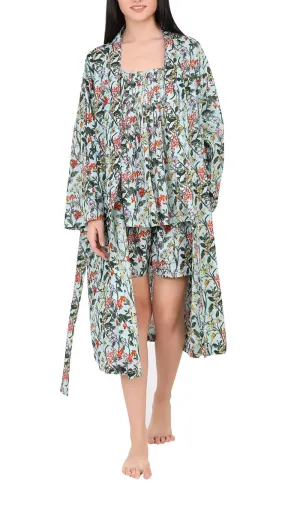 Arabella Sonia 100% Cotton Robe in Blue/Green Vibrant Floral MD-75F5