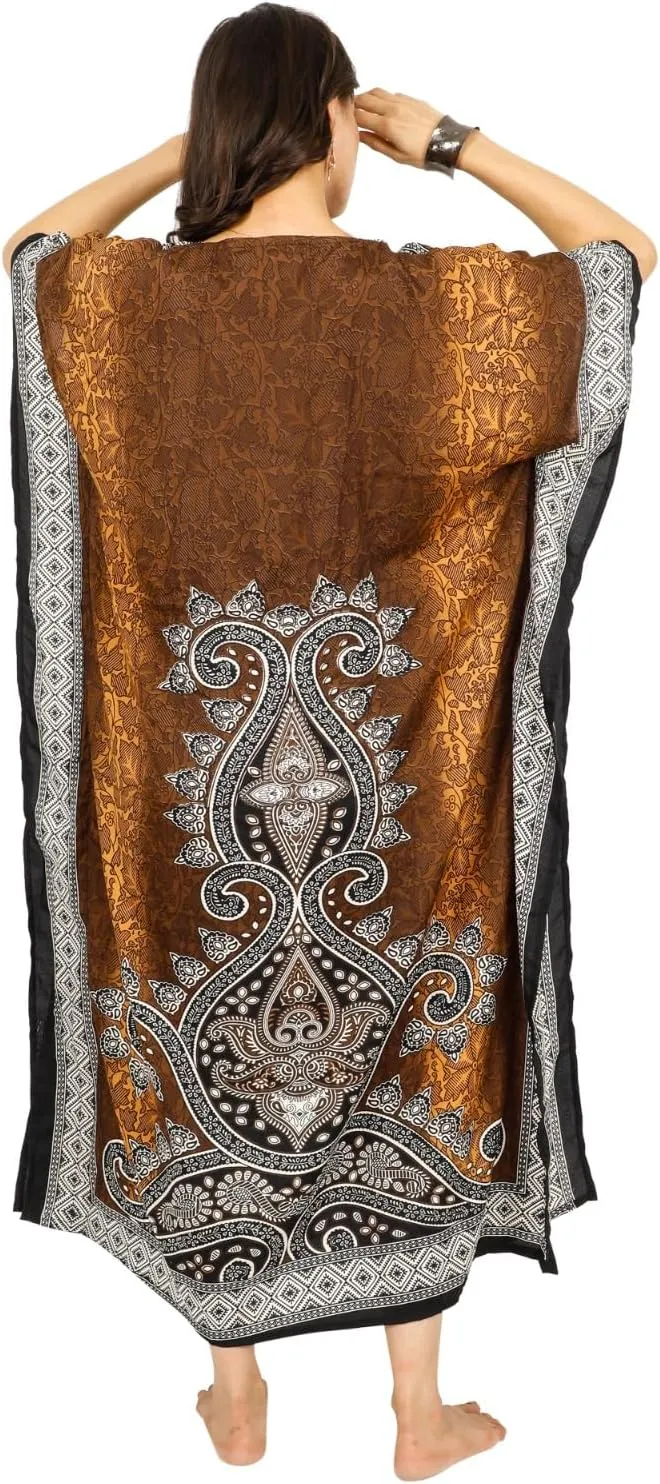 Art Of Creation Kaftan Dress Kimono Maxi Style Casual Dress for Women V-Neck 3/4 Sleeve Top Printed Free Size