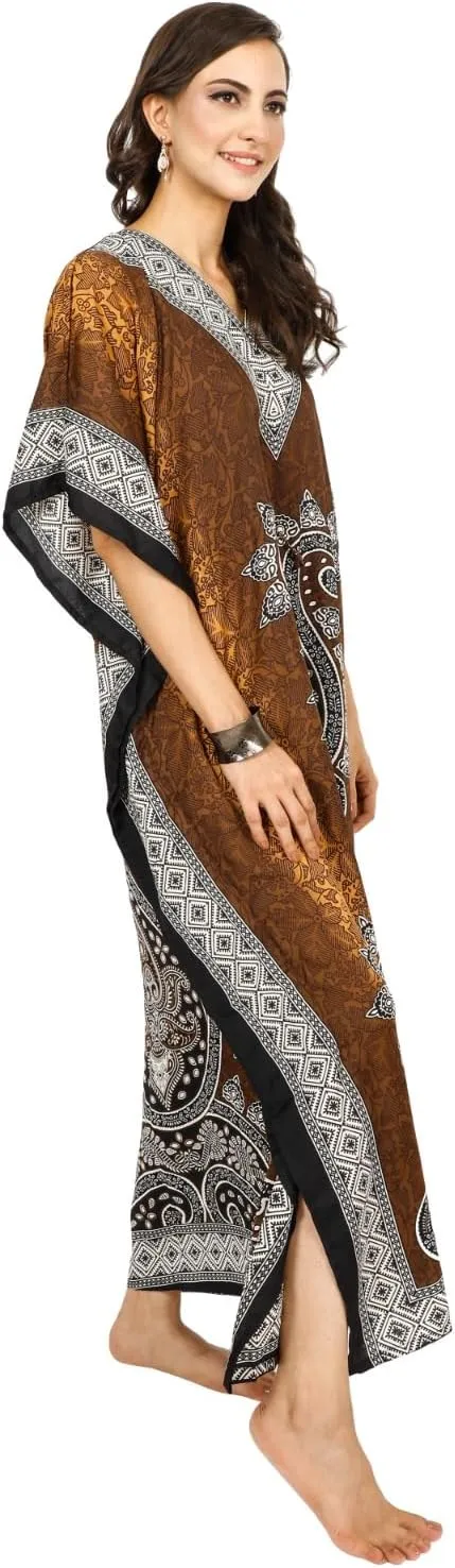 Art Of Creation Kaftan Dress Kimono Maxi Style Casual Dress for Women V-Neck 3/4 Sleeve Top Printed Free Size