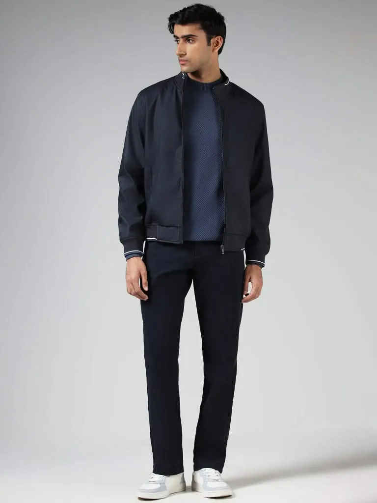 Ascot Solid Navy Relaxed-Fit Jacket