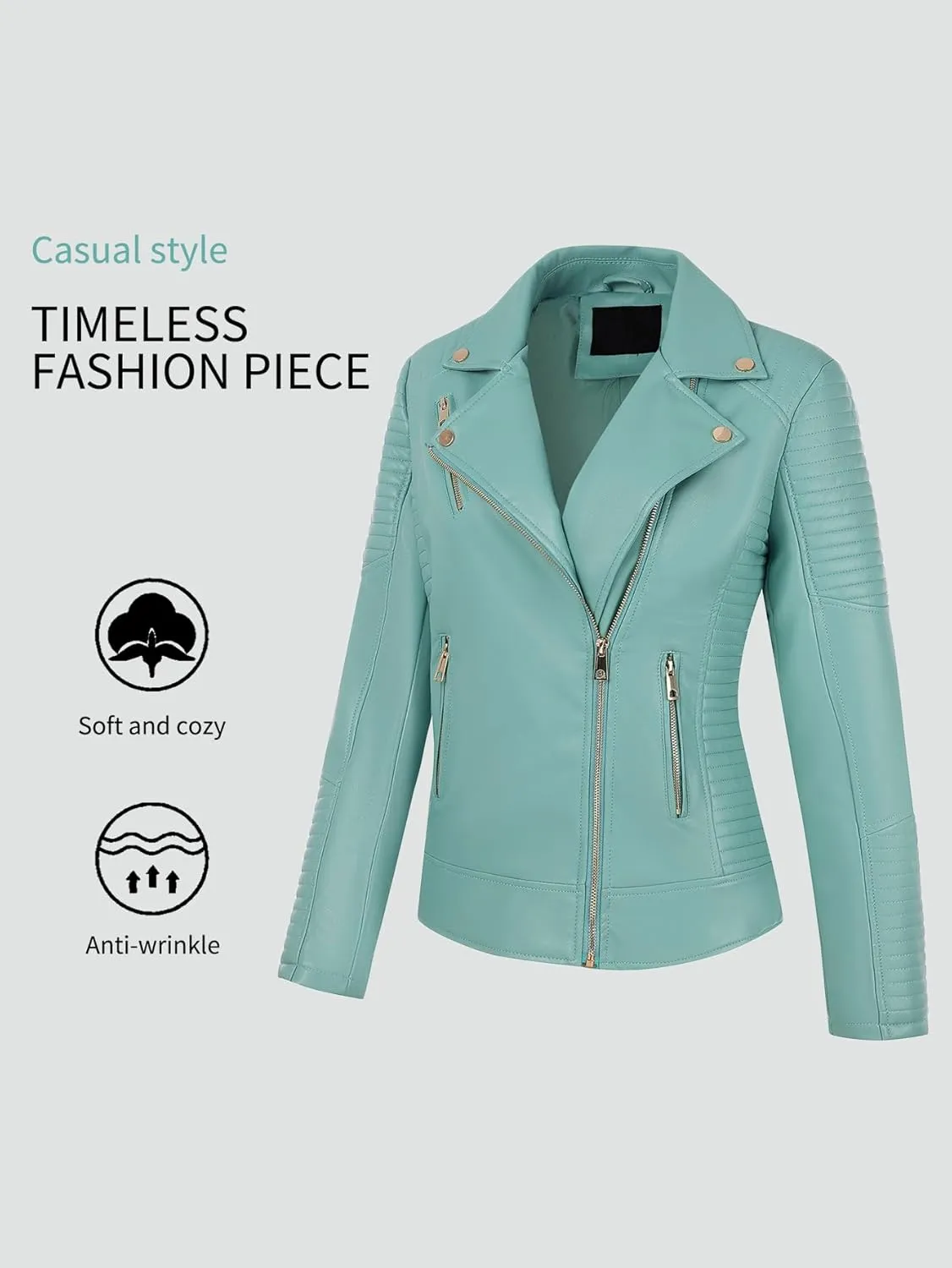 Bellivera Women's Faux Leather Casual Jacket 2025 Spring Trendy Motorcycle Outfits Lightweight Classic Coat