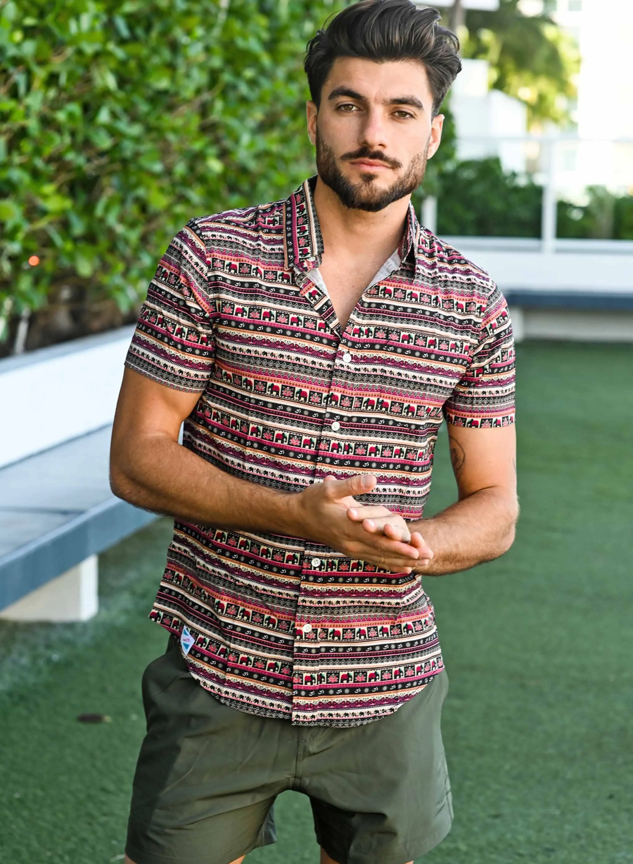 Boho Elephants - Rayon Stretch Shirt