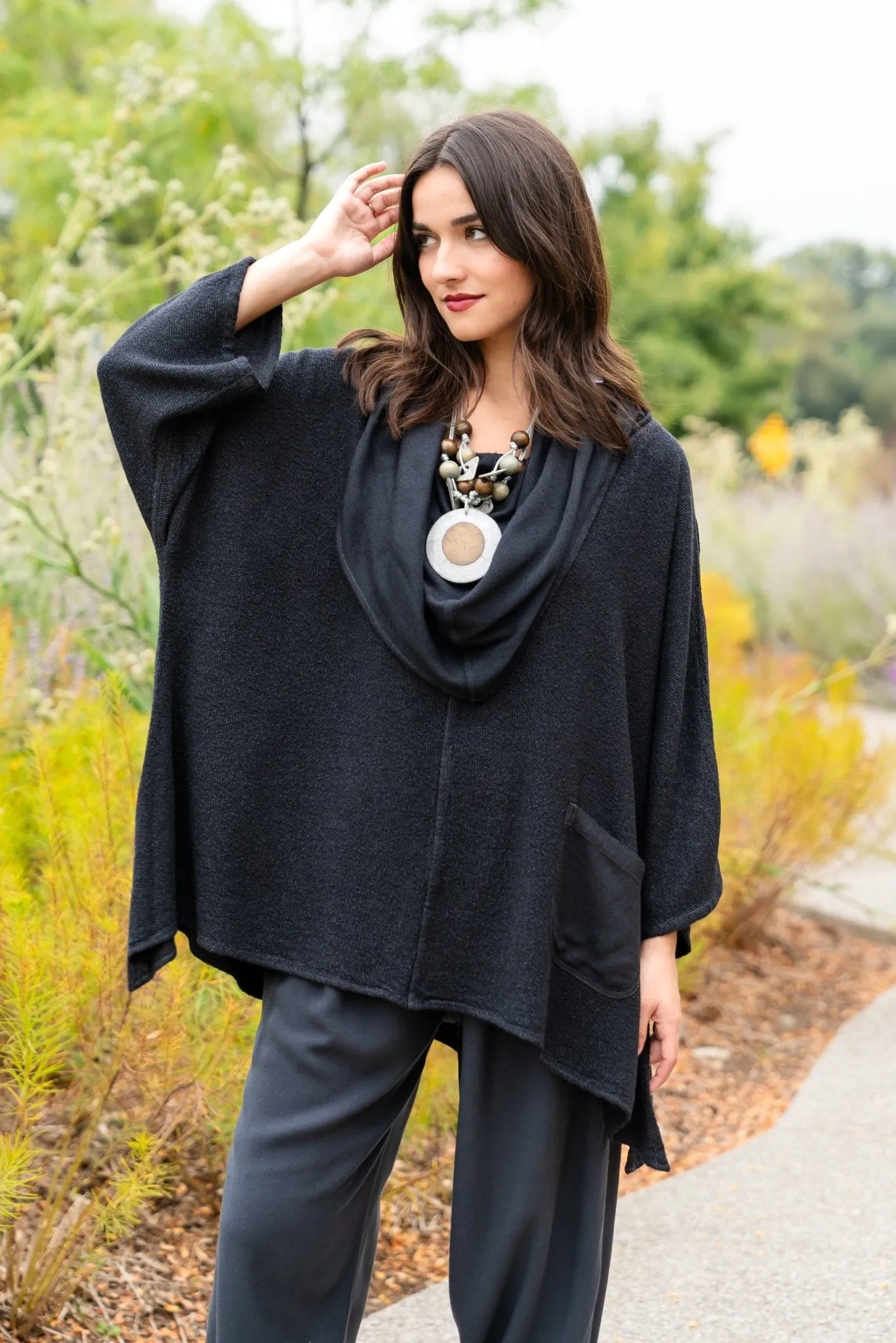 Bouclé Cowl Top - Hematite