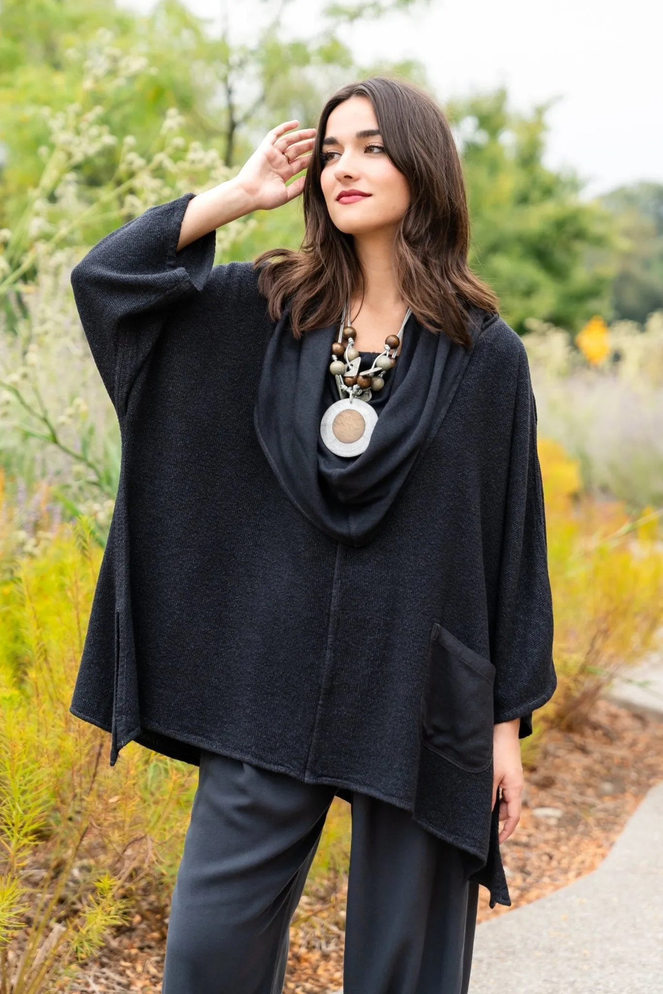 Bouclé Cowl Top - Hematite