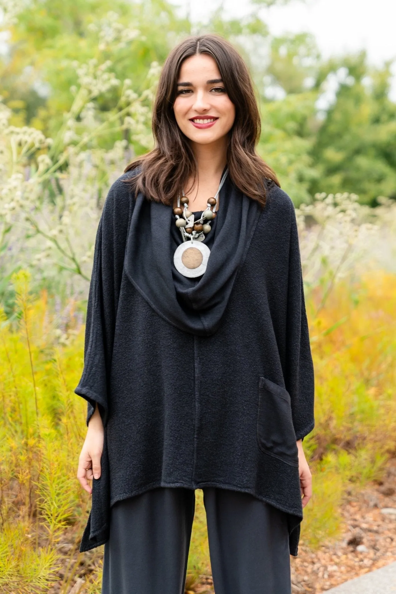 Bouclé Cowl Top - Hematite