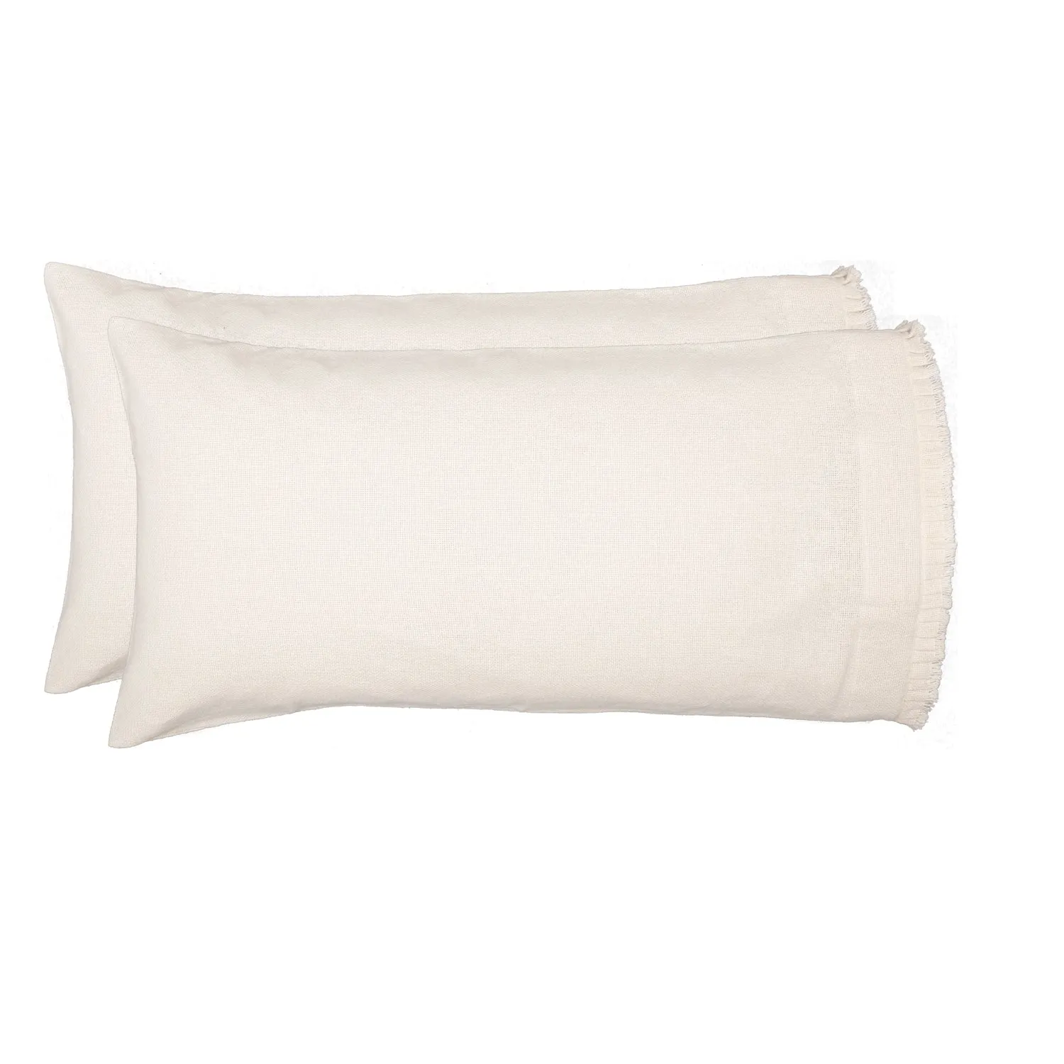 Burlap Pillow Case w/ Fringed Ruffle Set of 2