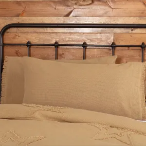 Burlap Pillow Case w/ Fringed Ruffle Set of 2