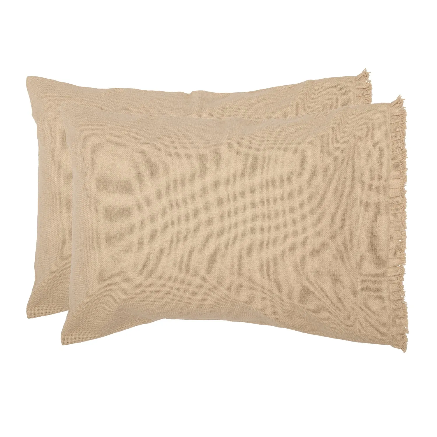 Burlap Pillow Case w/ Fringed Ruffle Set of 2