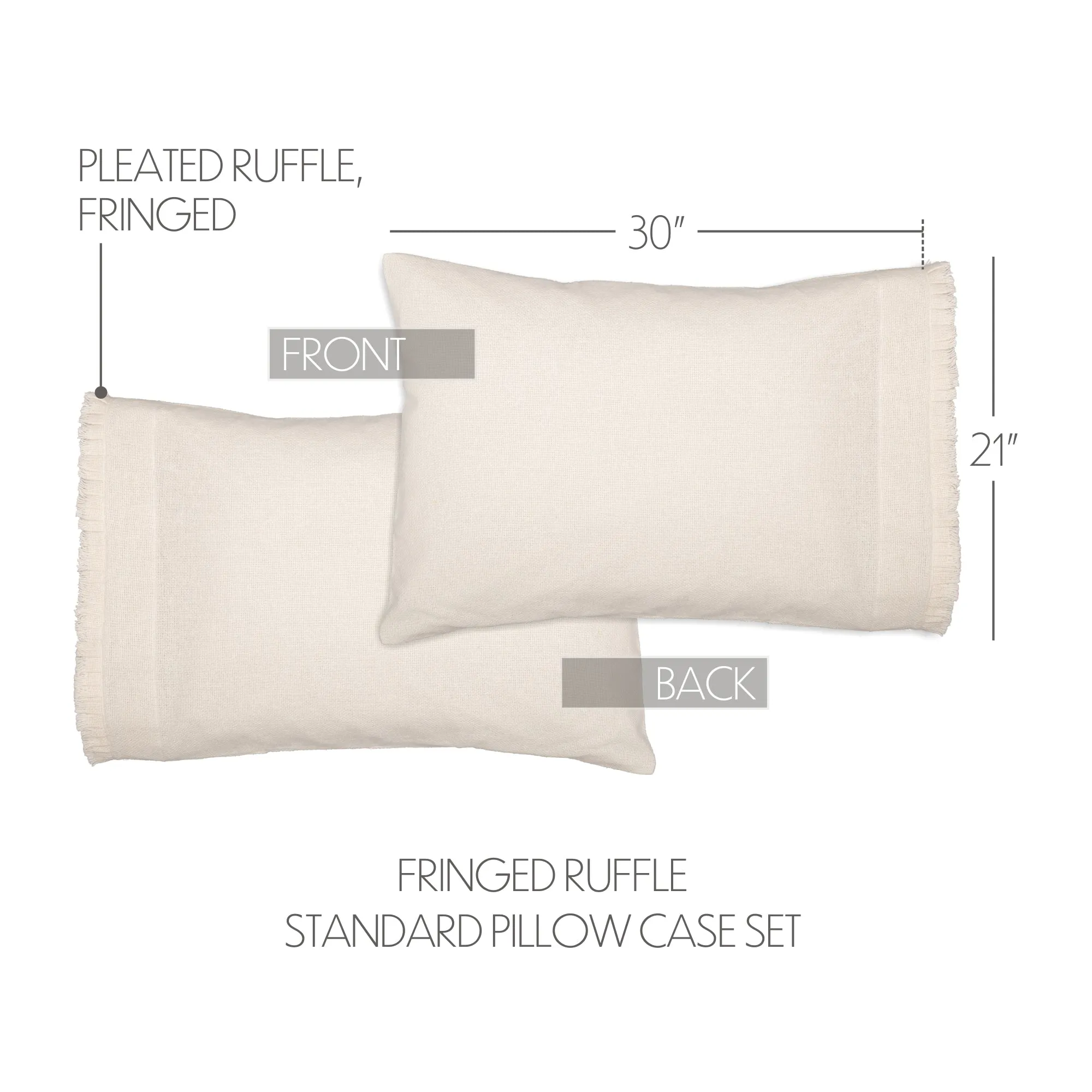 Burlap Pillow Case w/ Fringed Ruffle Set of 2