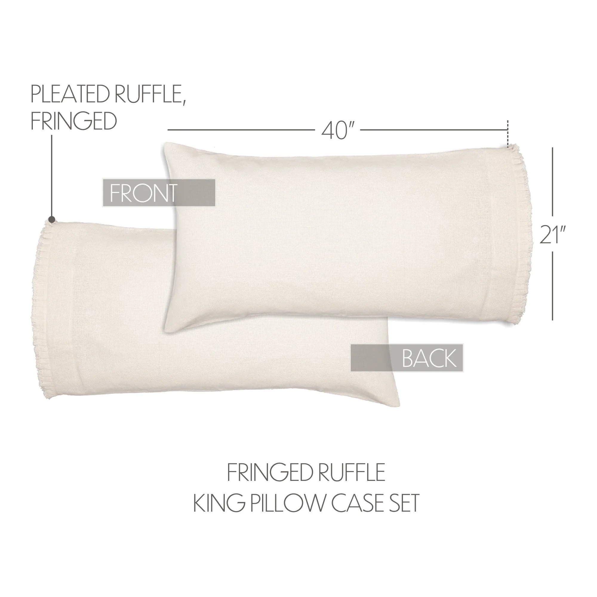 Burlap Pillow Case w/ Fringed Ruffle Set of 2