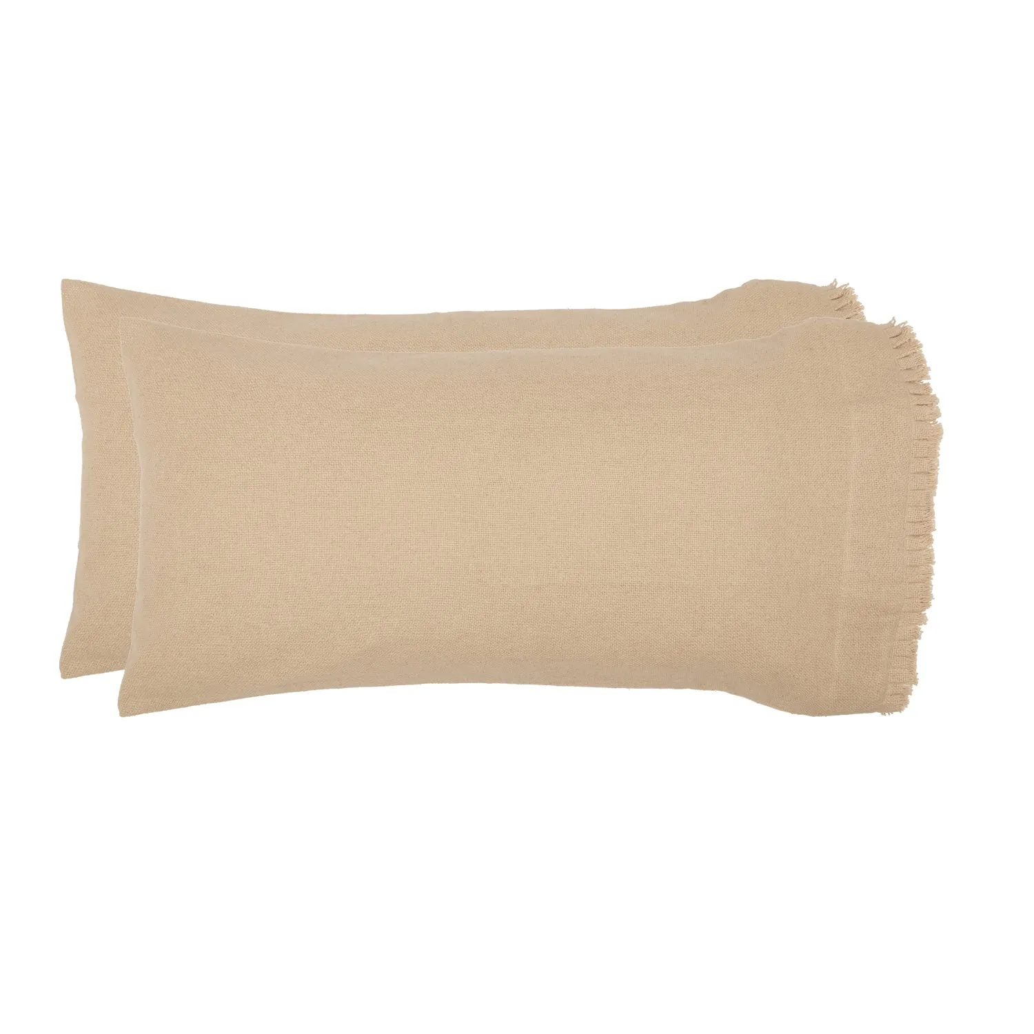 Burlap Pillow Case w/ Fringed Ruffle Set of 2