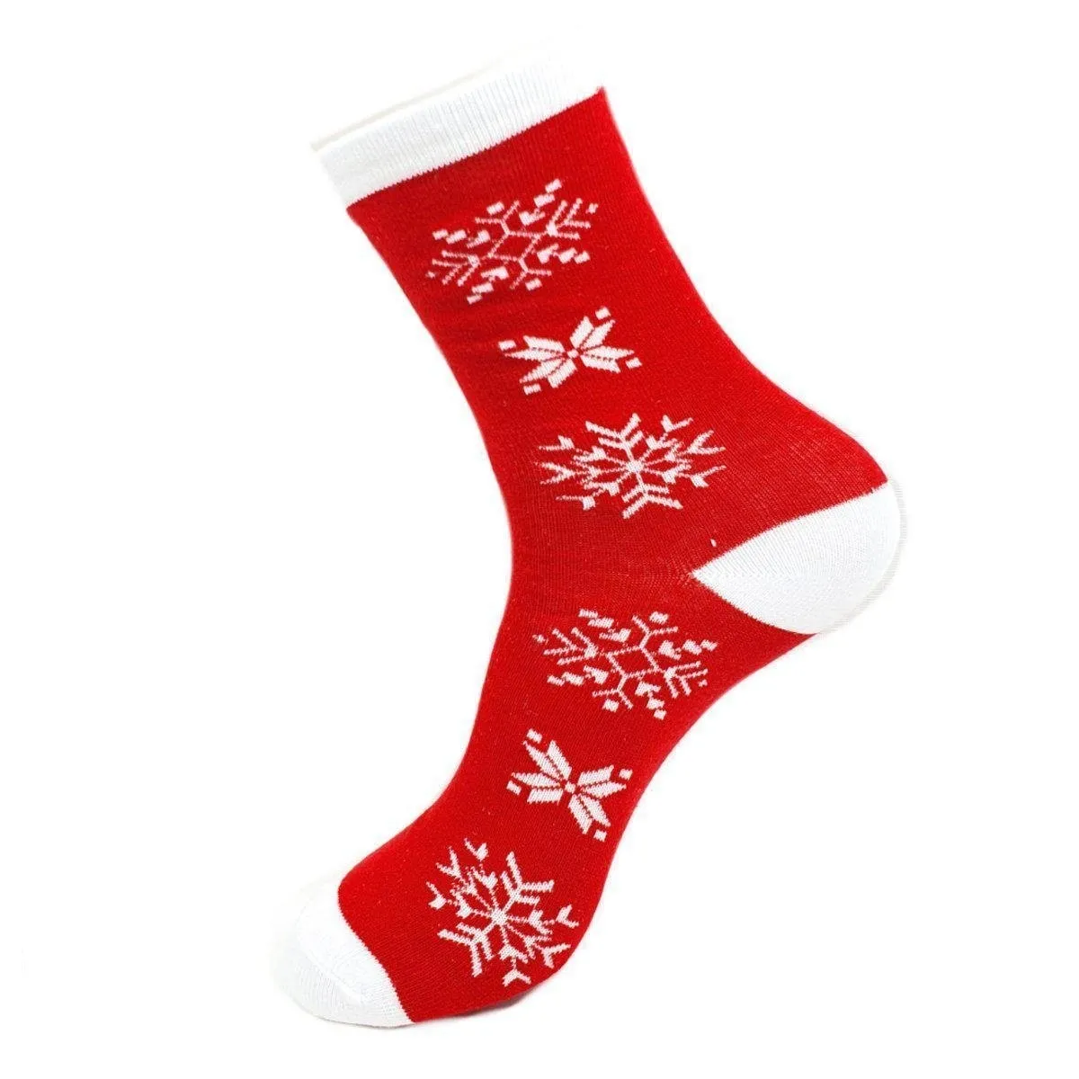 Christmas Socks Snow Flakes | Red & White