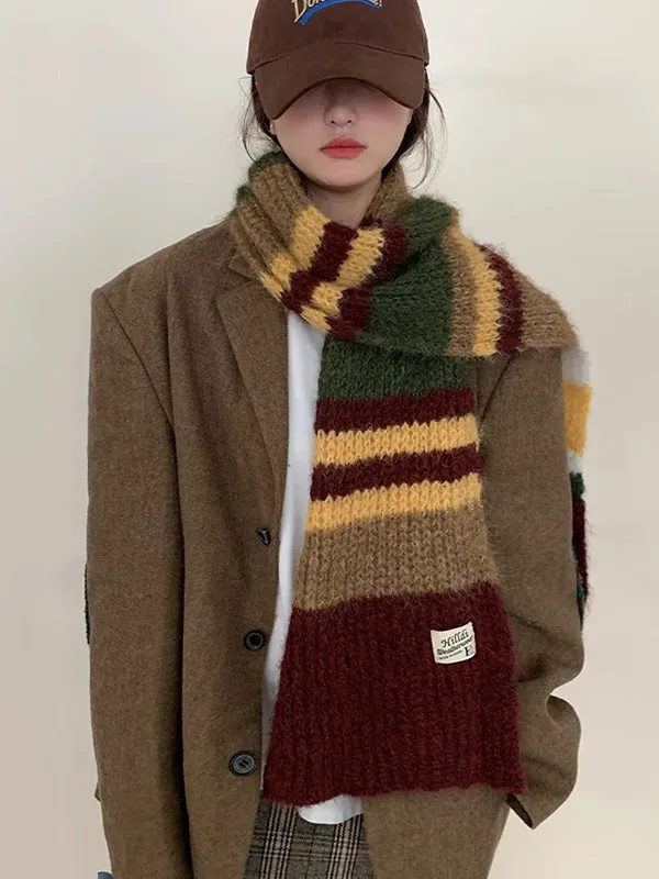 Contrast Color Keep Warm Striped Scarf