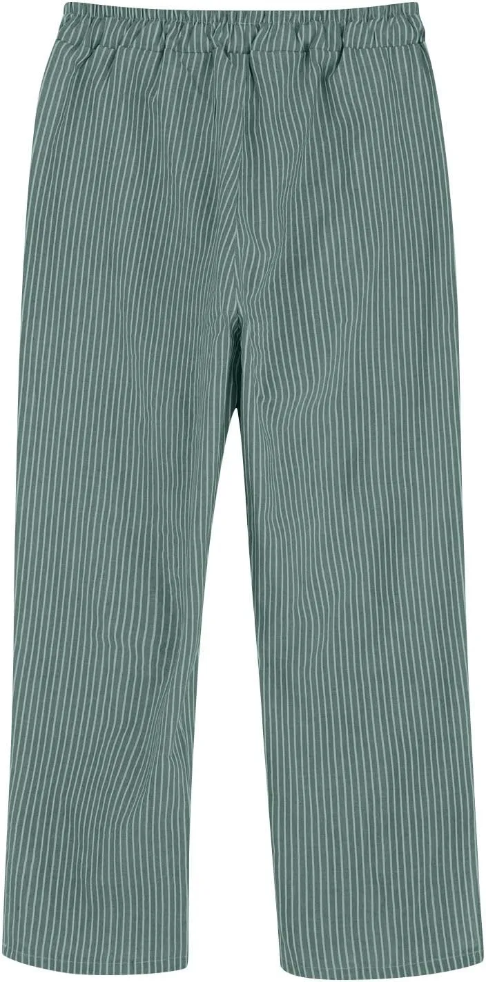 Cotton Linen Pants for Women Elastic High Waist Straight Leg Loose Comfy Summer Casual Slacks Trousers with Pockets