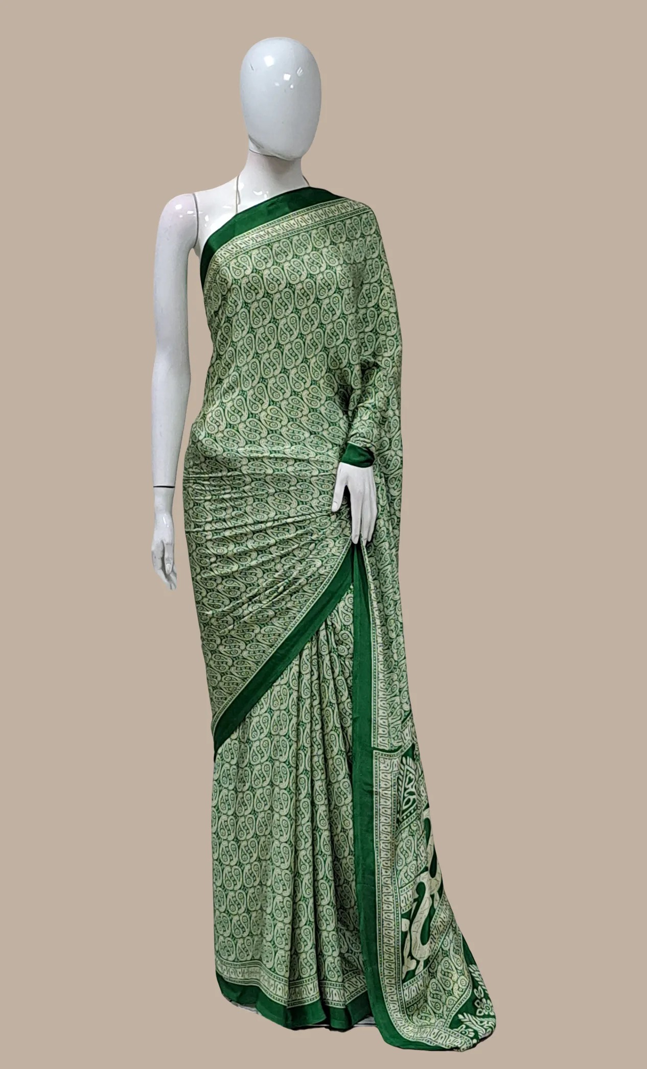 Deep Green Printed Sari
