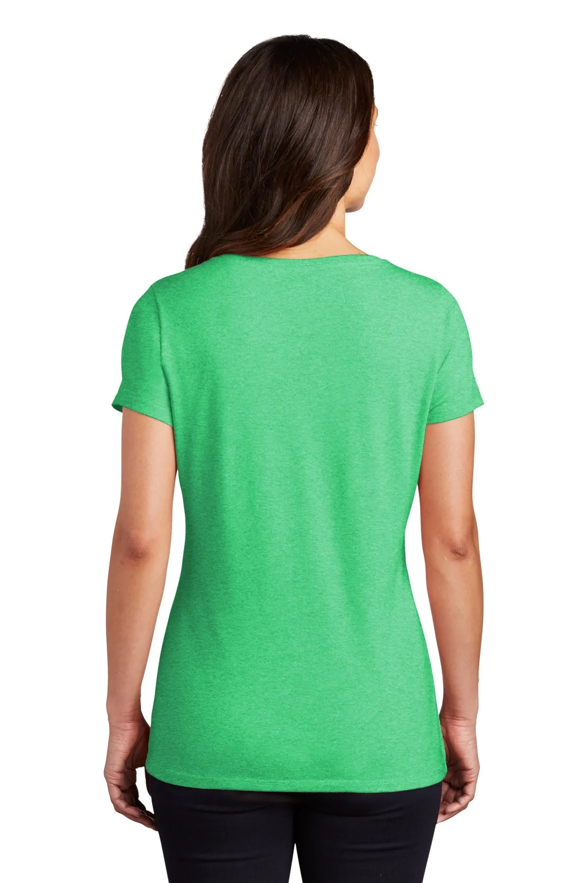 District Made Ladies Perfect Tri V-Neck Tee's, Green Frost