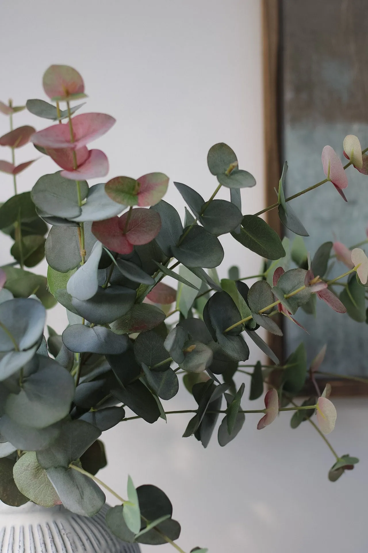 Faux Large Natural Blush Eucalyptus Spray