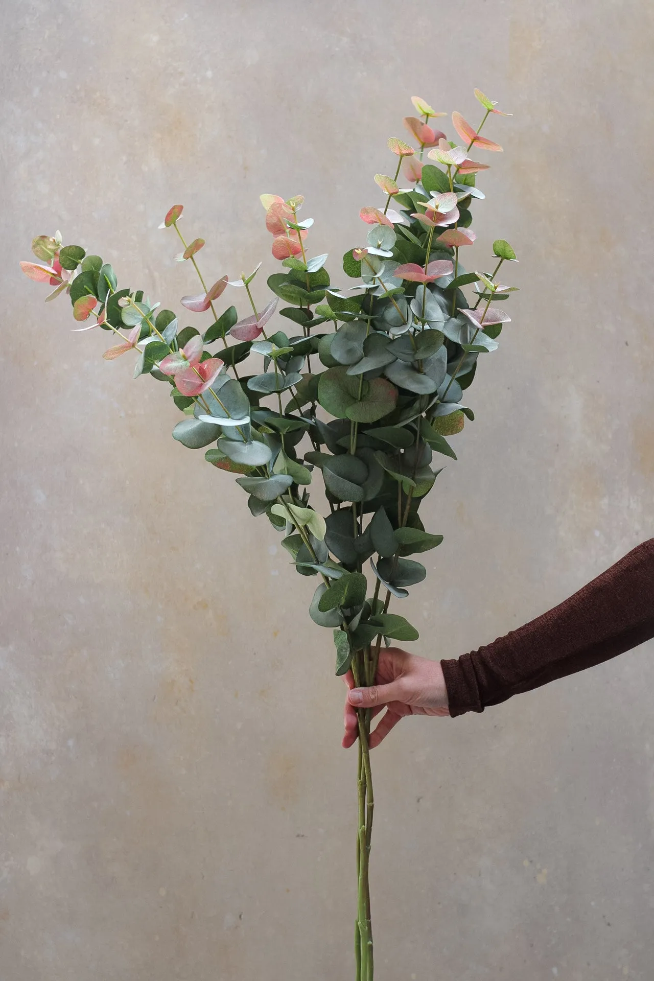 Faux Large Natural Blush Eucalyptus Spray