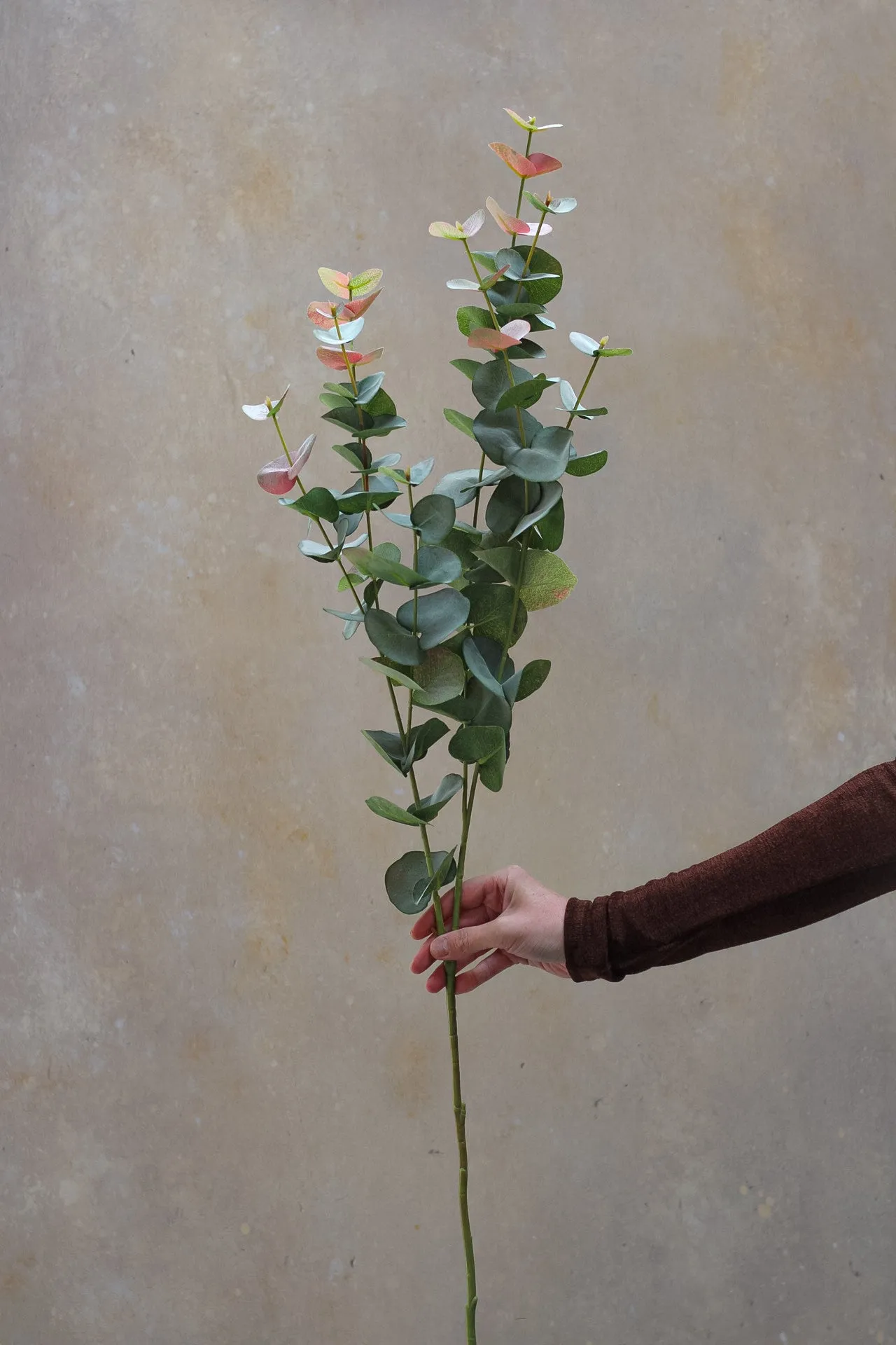 Faux Large Natural Blush Eucalyptus Spray