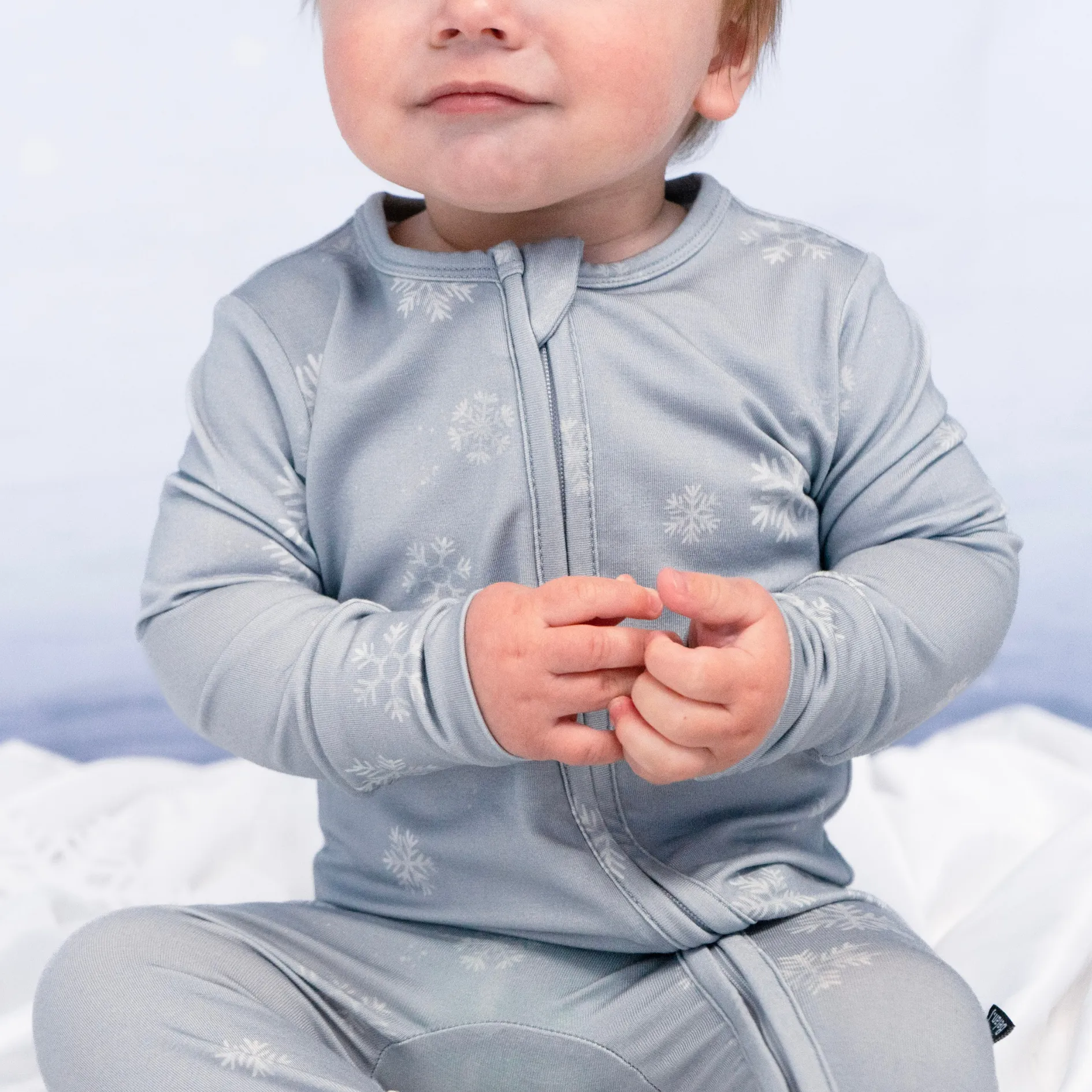 Footless Sleeper with Fold-over Cuffs - Snowflakes