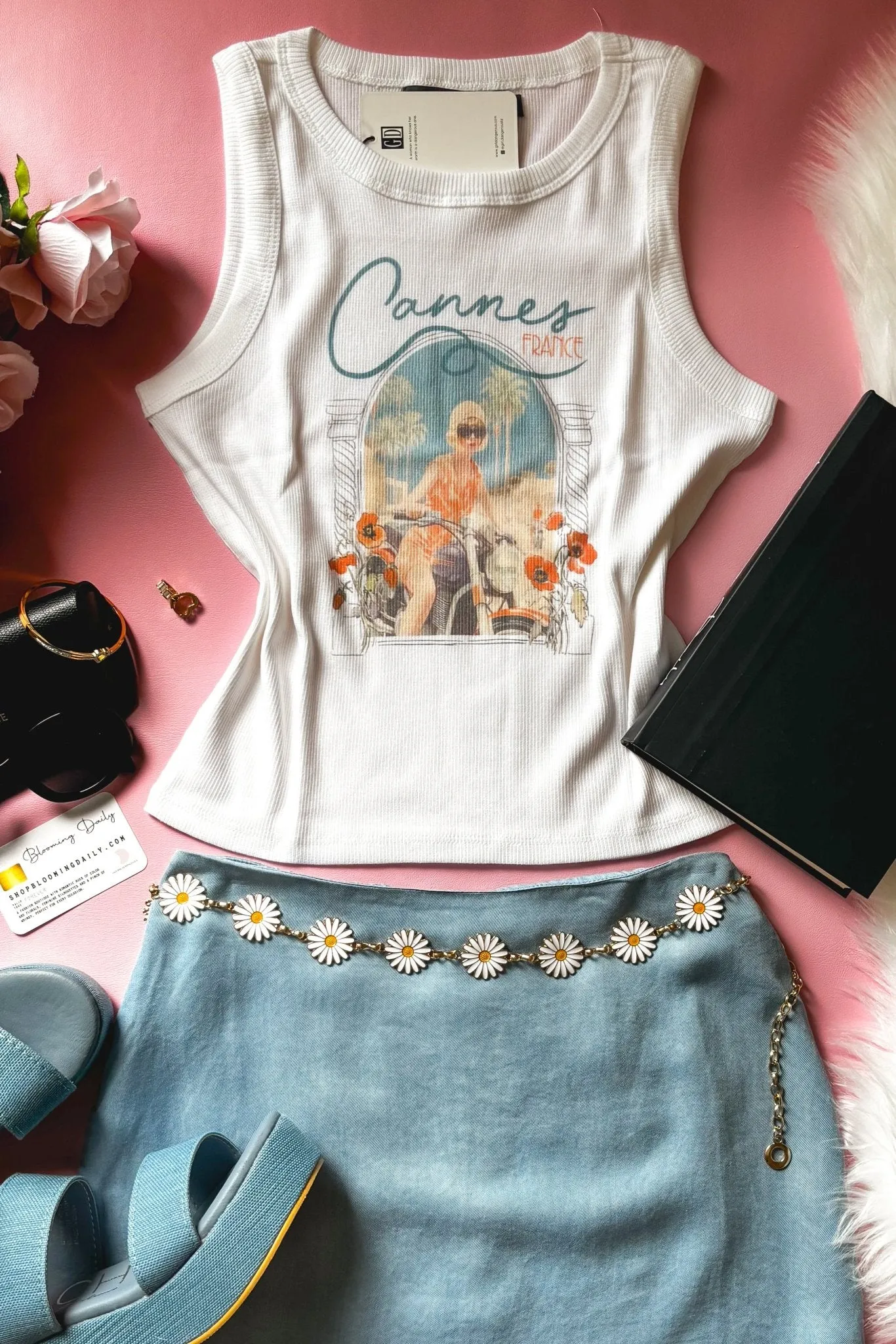 Girl Dangerous | Cannes France Vintage Moto Rib Knit Tank Top