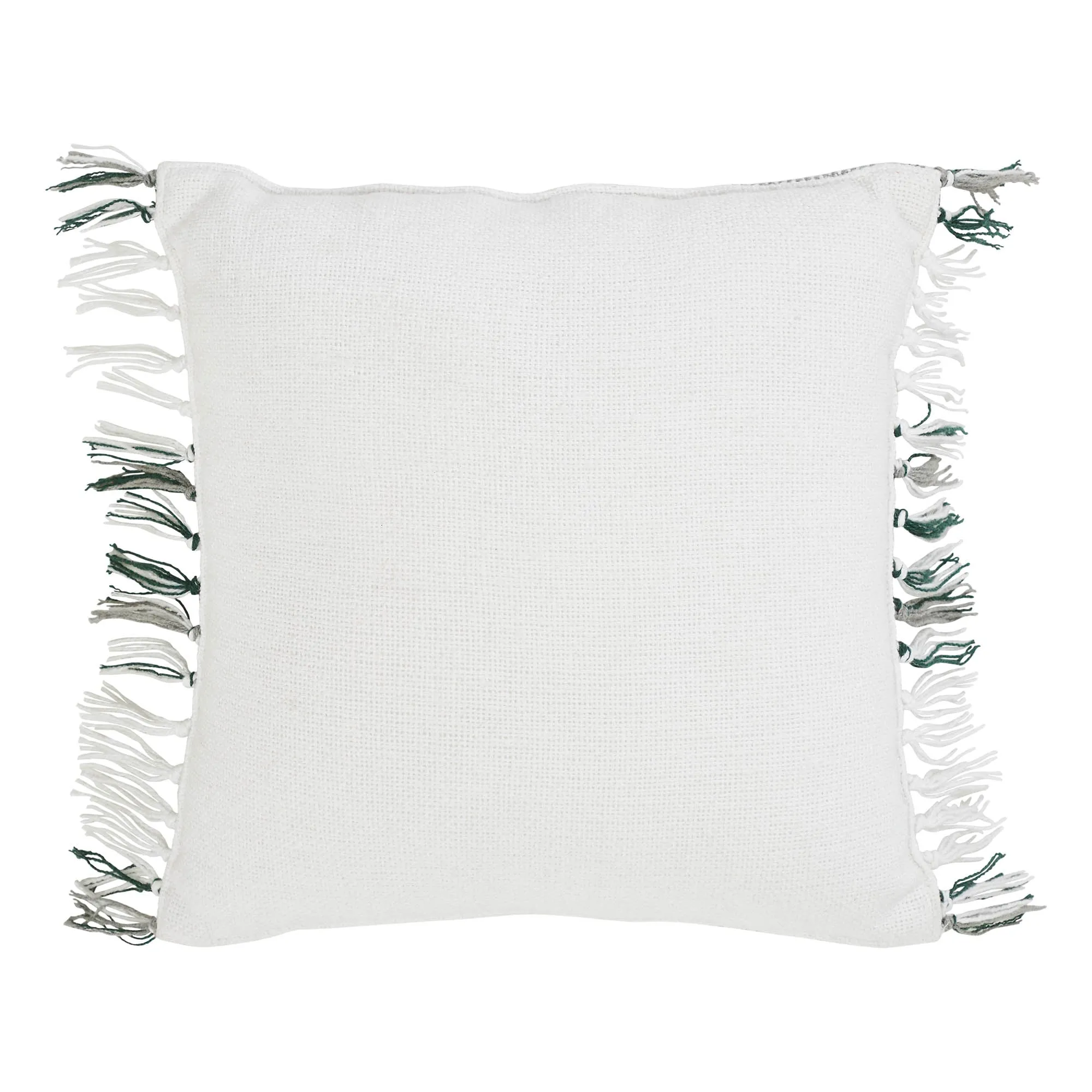 Harper Plaid Green White Pillow Fringed 12x12
