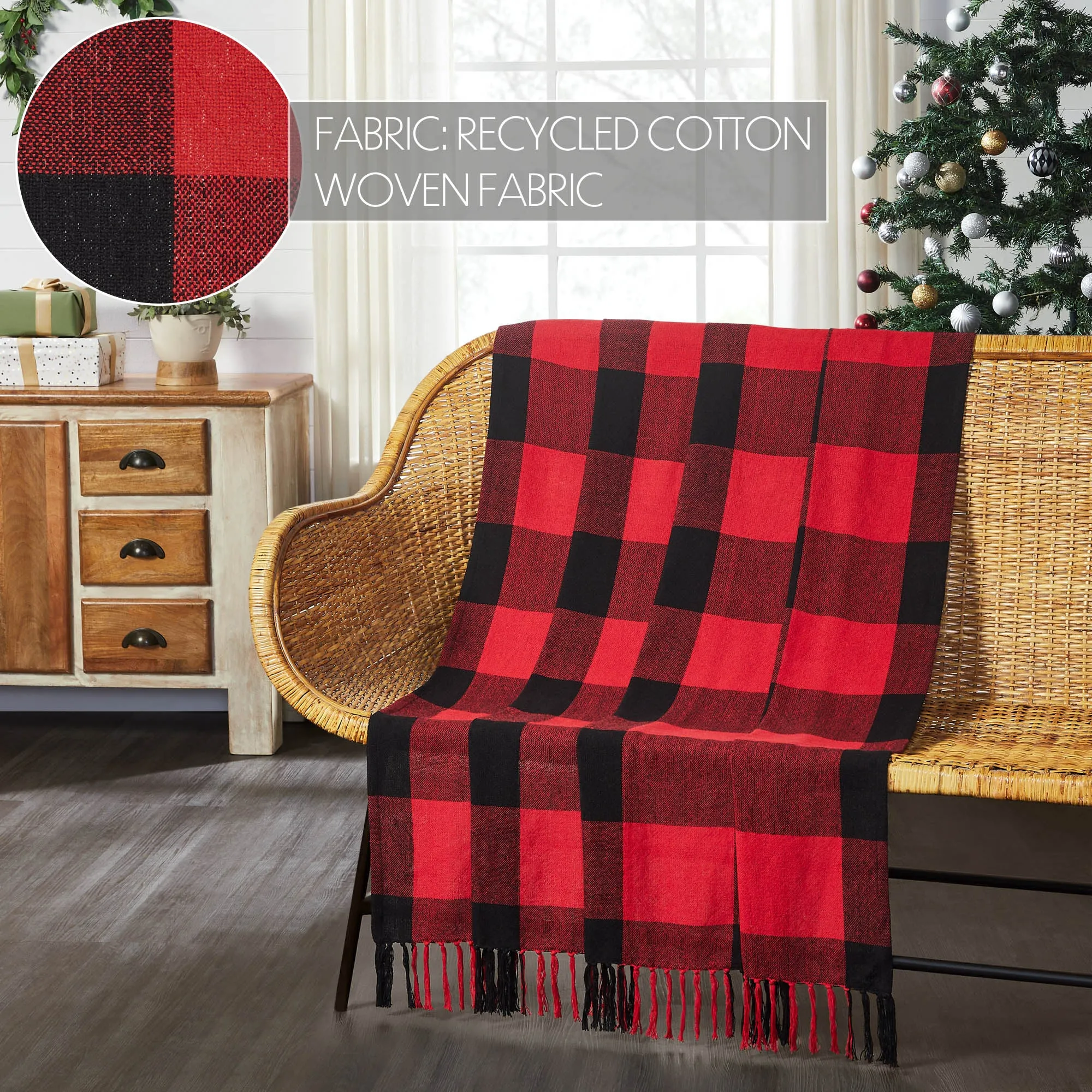 Harper Plaid Green White Runner Fringed
