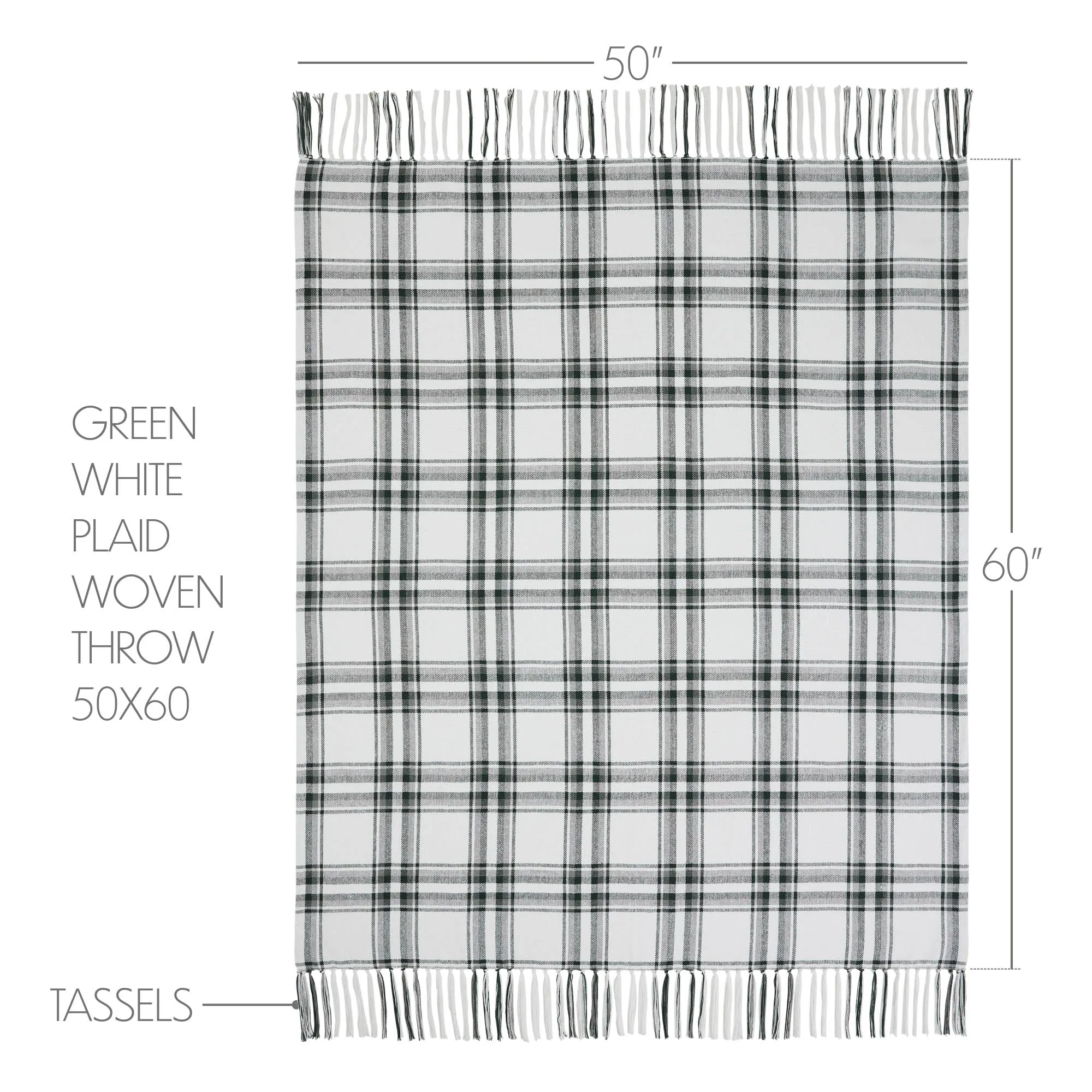 Harper Plaid Green White Runner Fringed