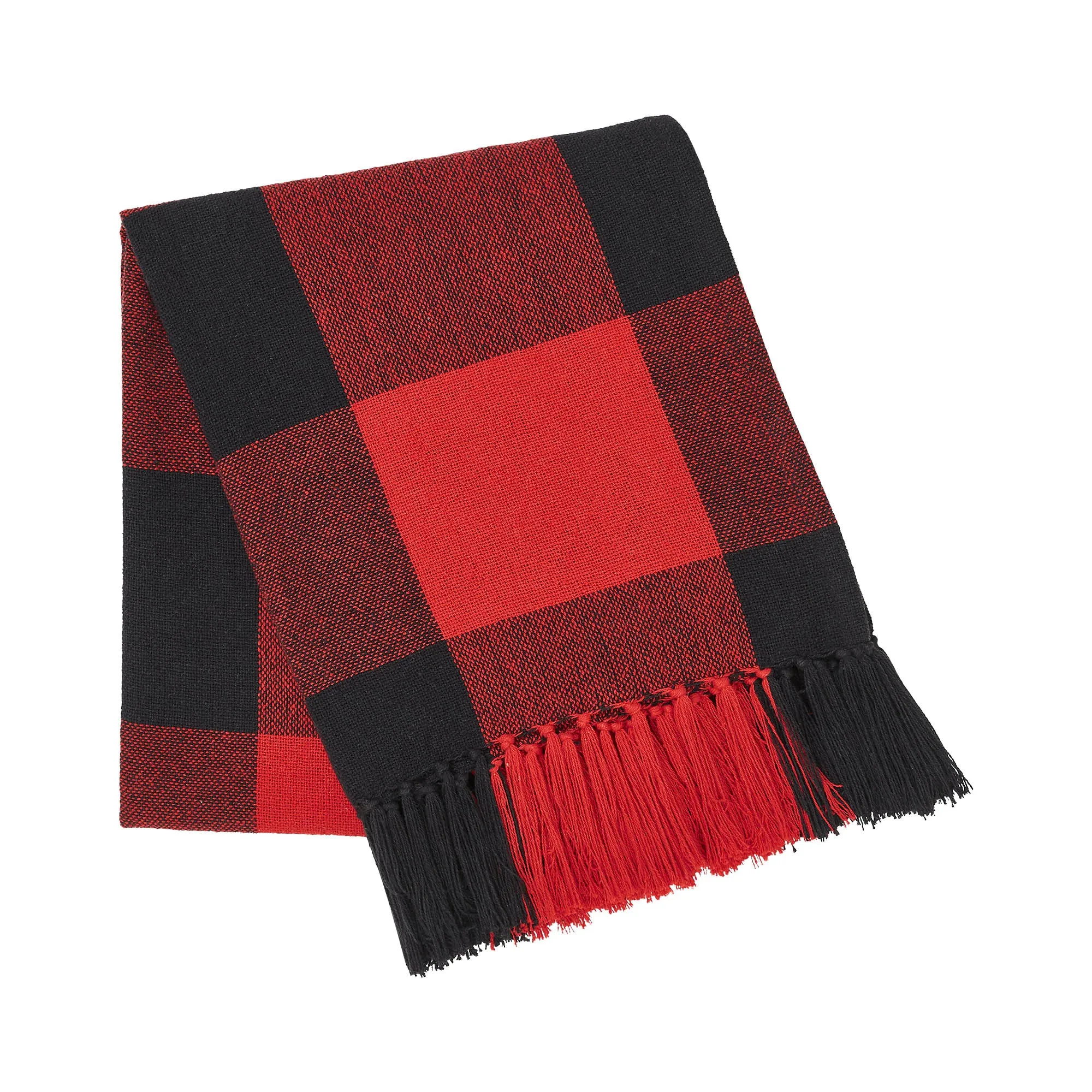 Harper Plaid Green White Runner Fringed
