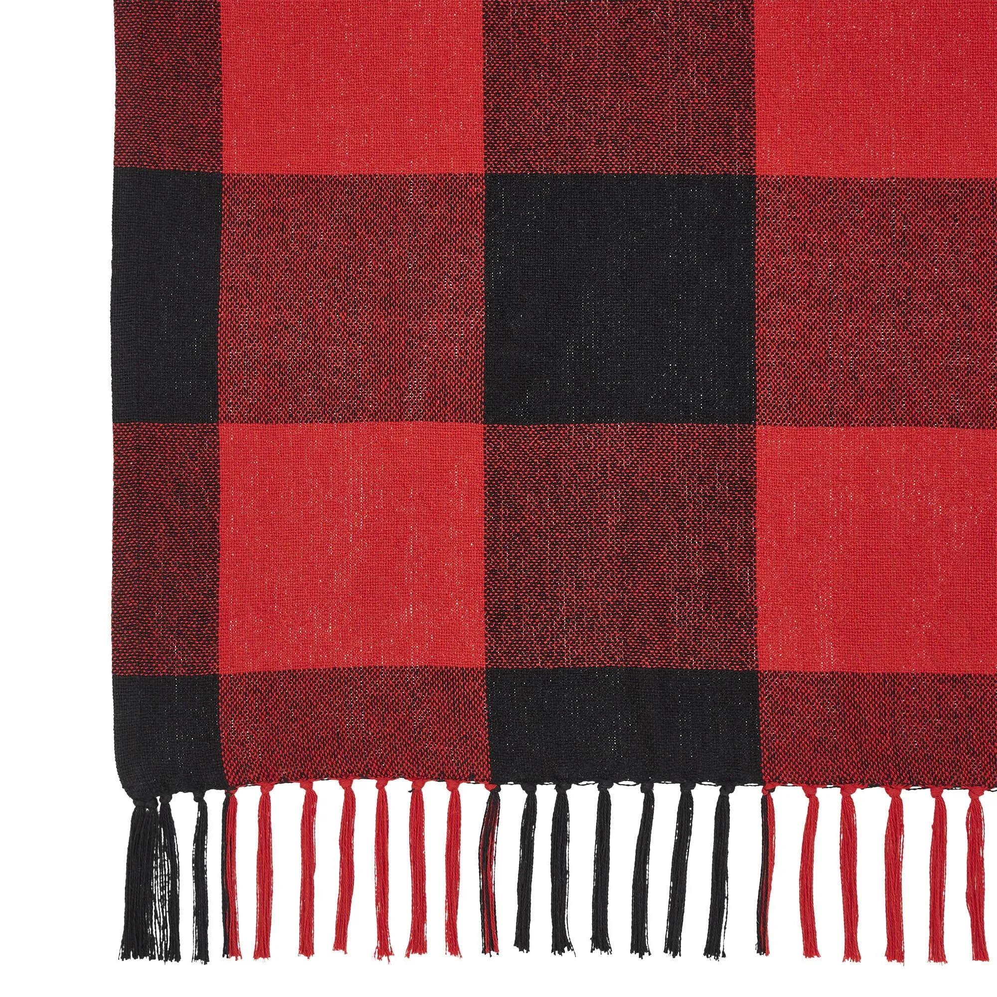 Harper Plaid Green White Runner Fringed