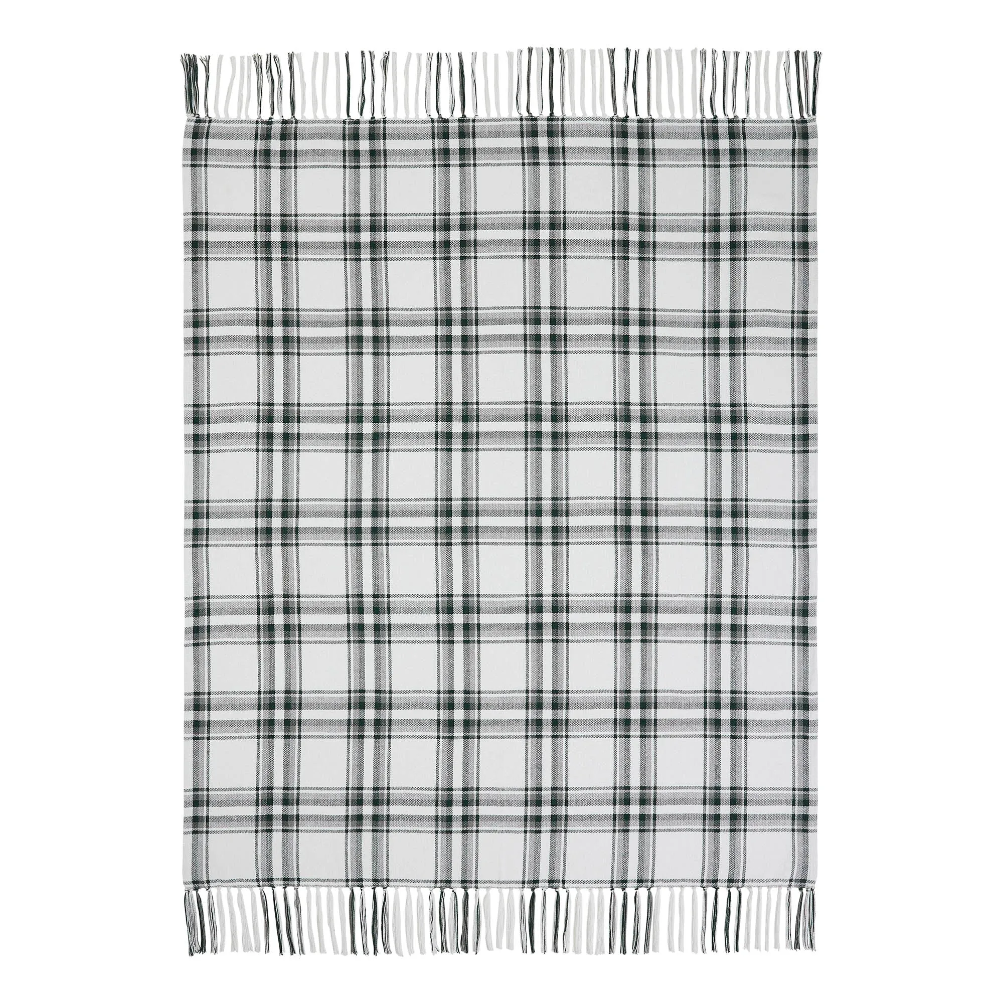 Harper Plaid Green White Runner Fringed