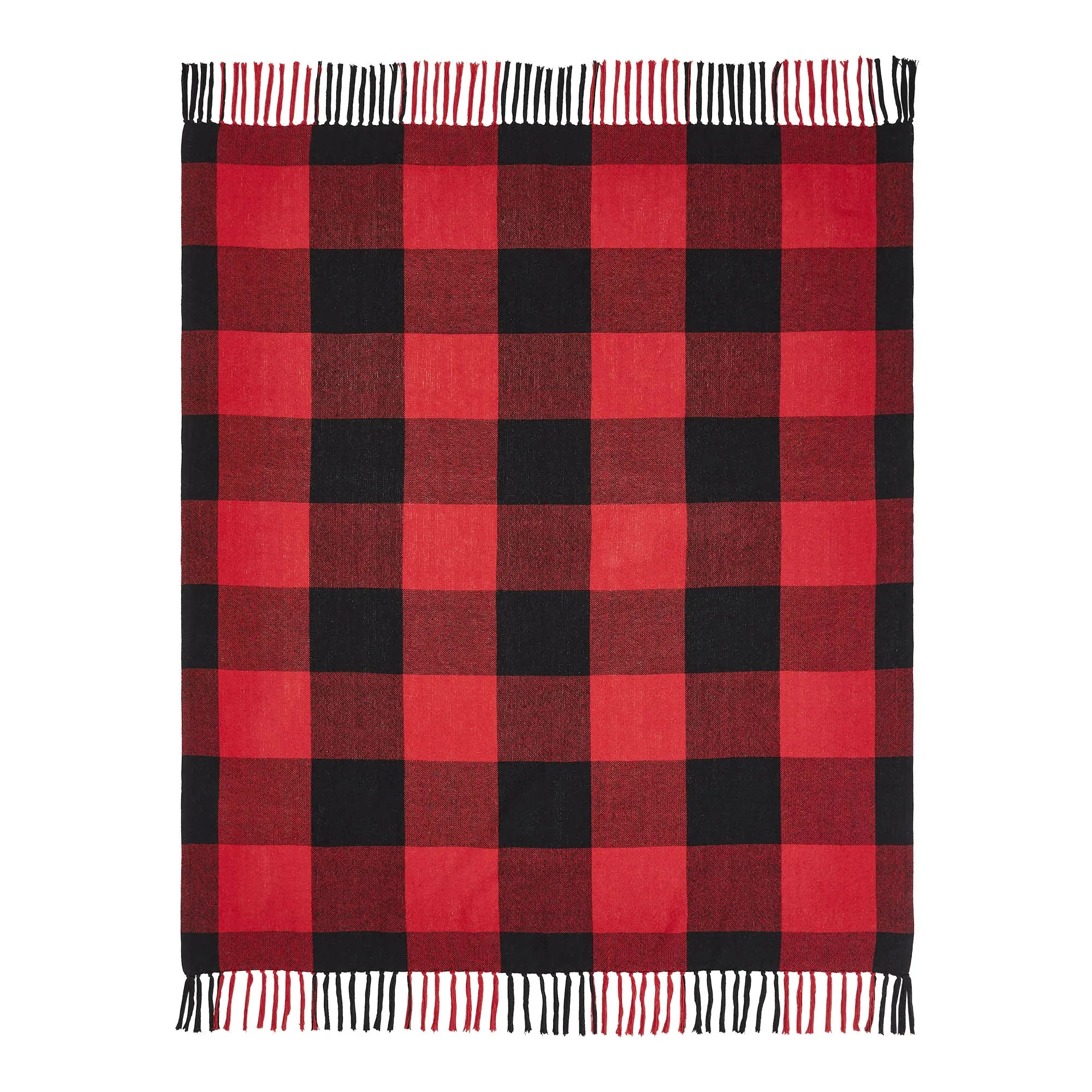 Harper Plaid Green White Runner Fringed