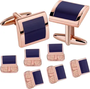 HAWSON Cufflinks and Studs for Men with Gift Box, Gold or Silver Tone Cuff Links, Mens Jewelry or Accessories for Wedding Business Anniversary Birthday