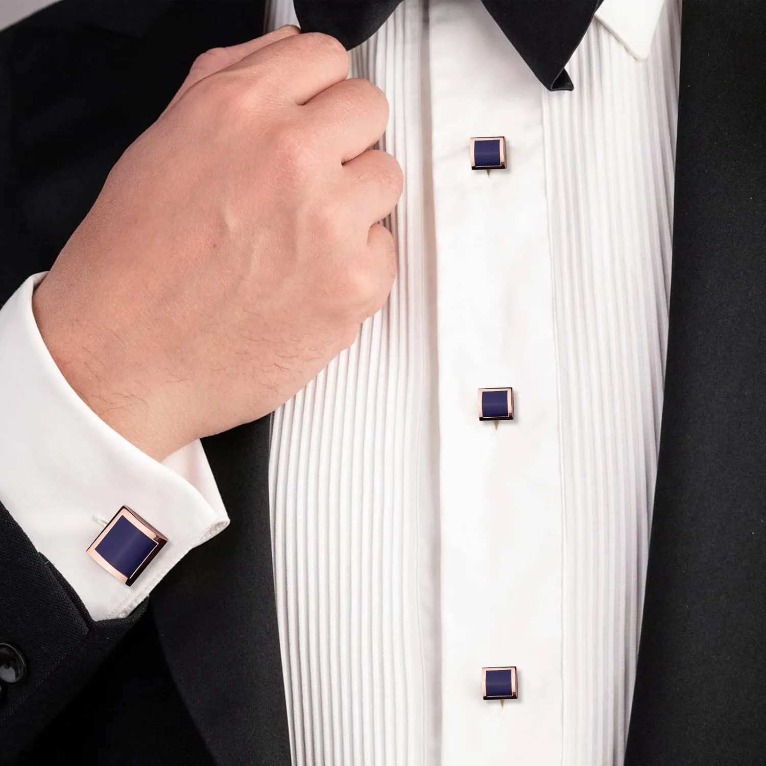 HAWSON Cufflinks and Studs for Men with Gift Box, Gold or Silver Tone Cuff Links, Mens Jewelry or Accessories for Wedding Business Anniversary Birthday