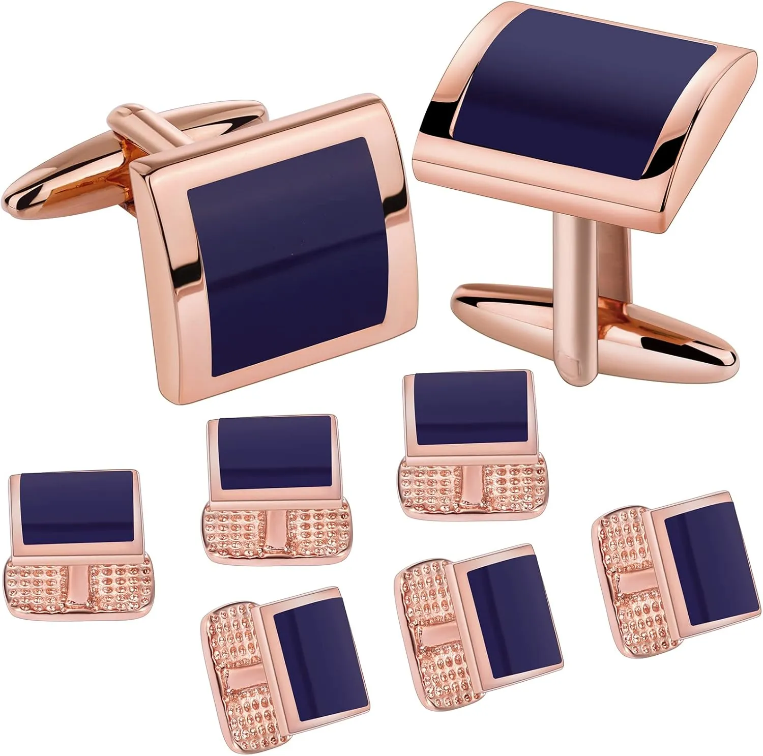 HAWSON Cufflinks and Studs for Men with Gift Box, Gold or Silver Tone Cuff Links, Mens Jewelry or Accessories for Wedding Business Anniversary Birthday